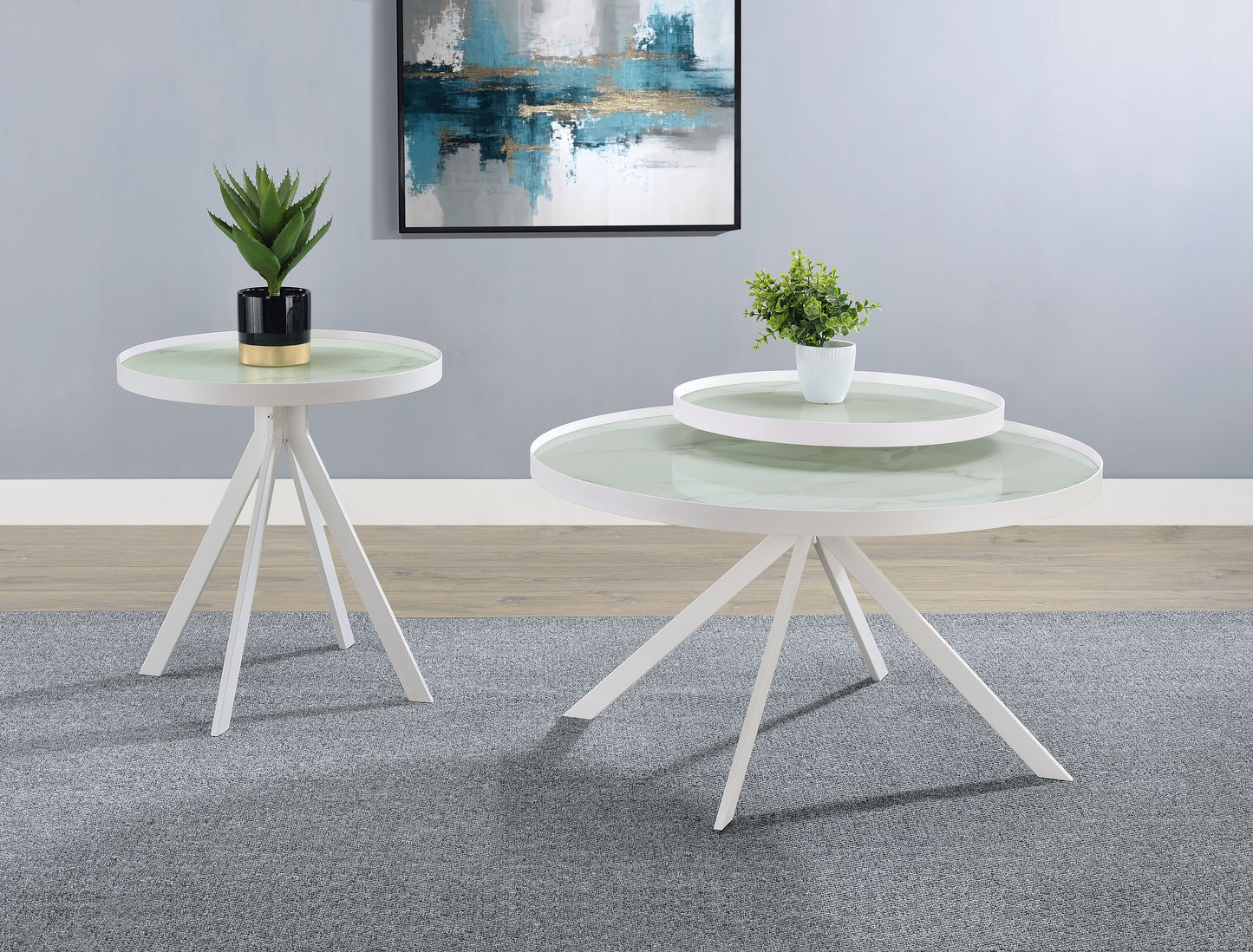 Briggs 2-Piece Round Coffee and End Table Set – White