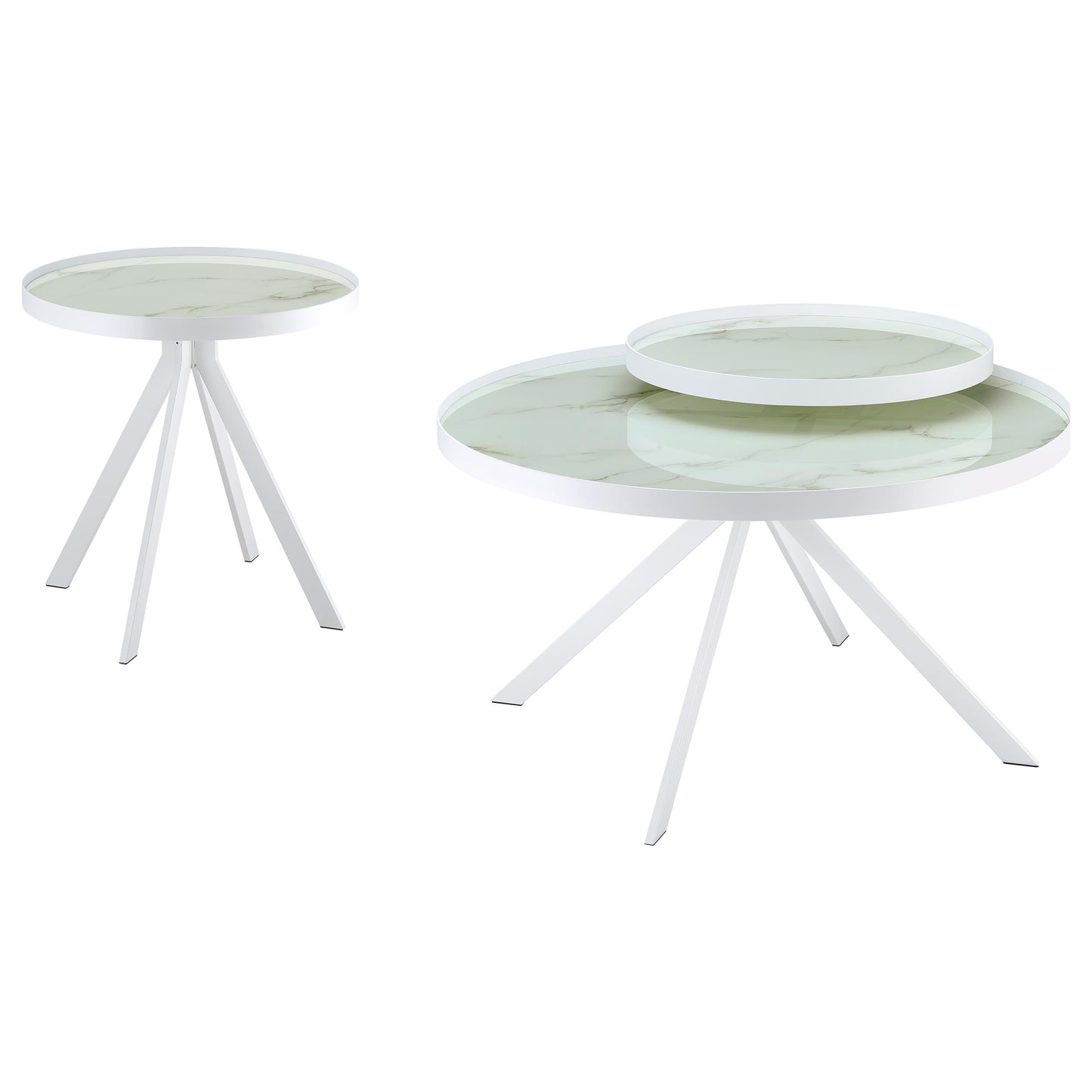 Briggs 2-Piece Round Coffee and End Table Set – White