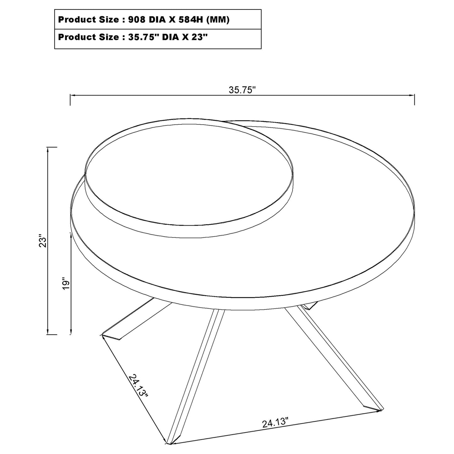 Briggs Round Marble Printed Glass Top Coffee Table – White