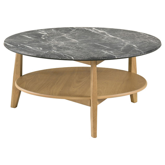 Nuvora Round SmartTop Coffee Table Grey and Natural