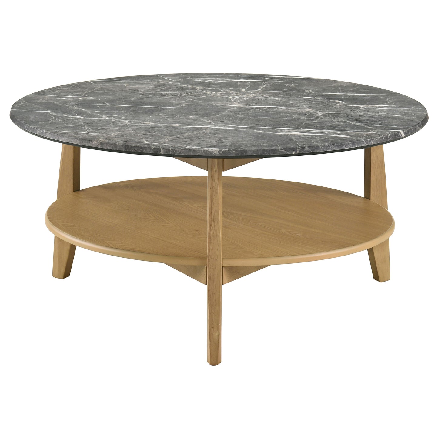 Nuvora Round SmartTop Coffee Table Grey and Natural