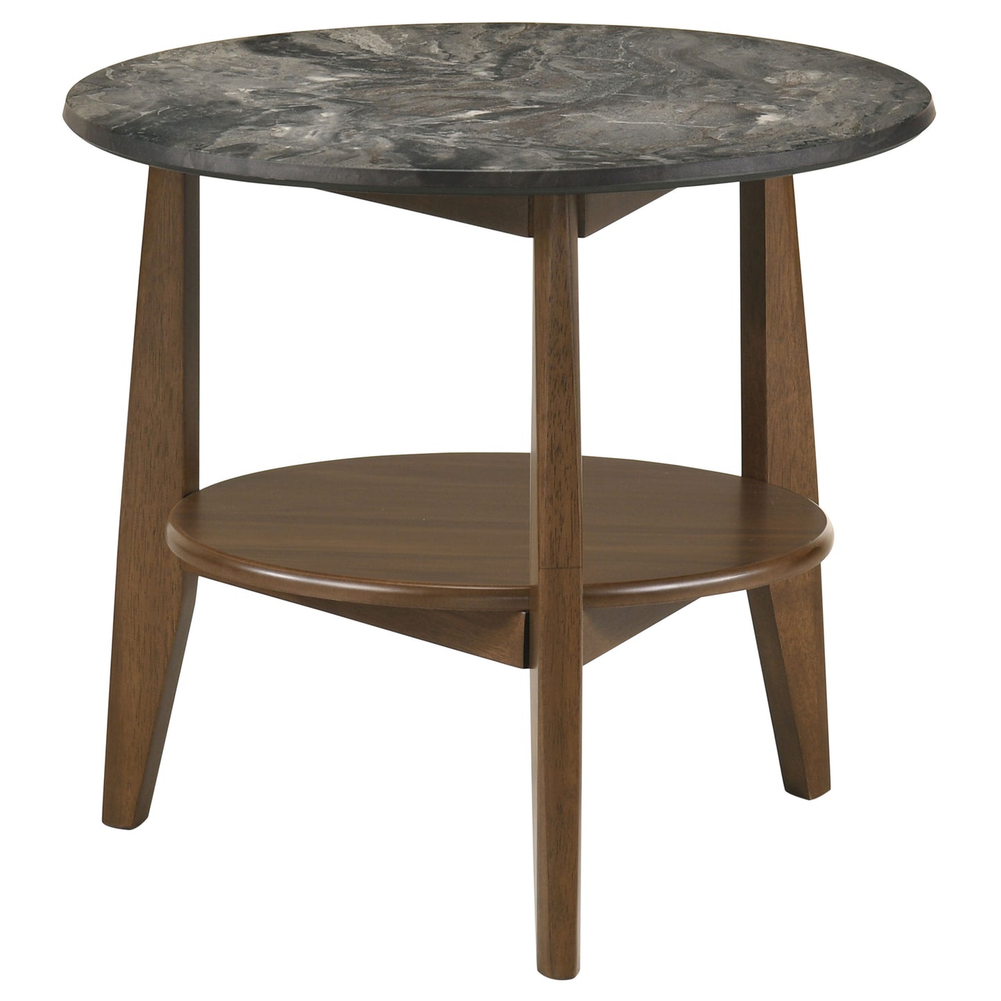 Nuvora Round SmartTop End Table Smokey Grey and Brown