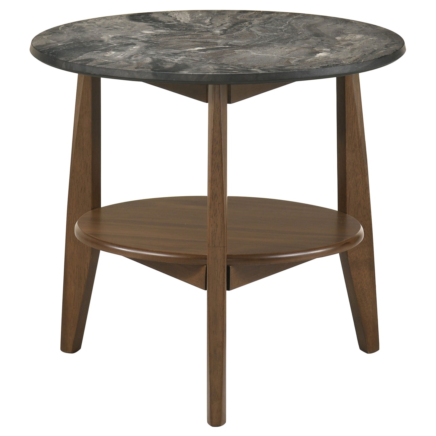 Nuvora Round SmartTop End Table Smokey Grey and Brown