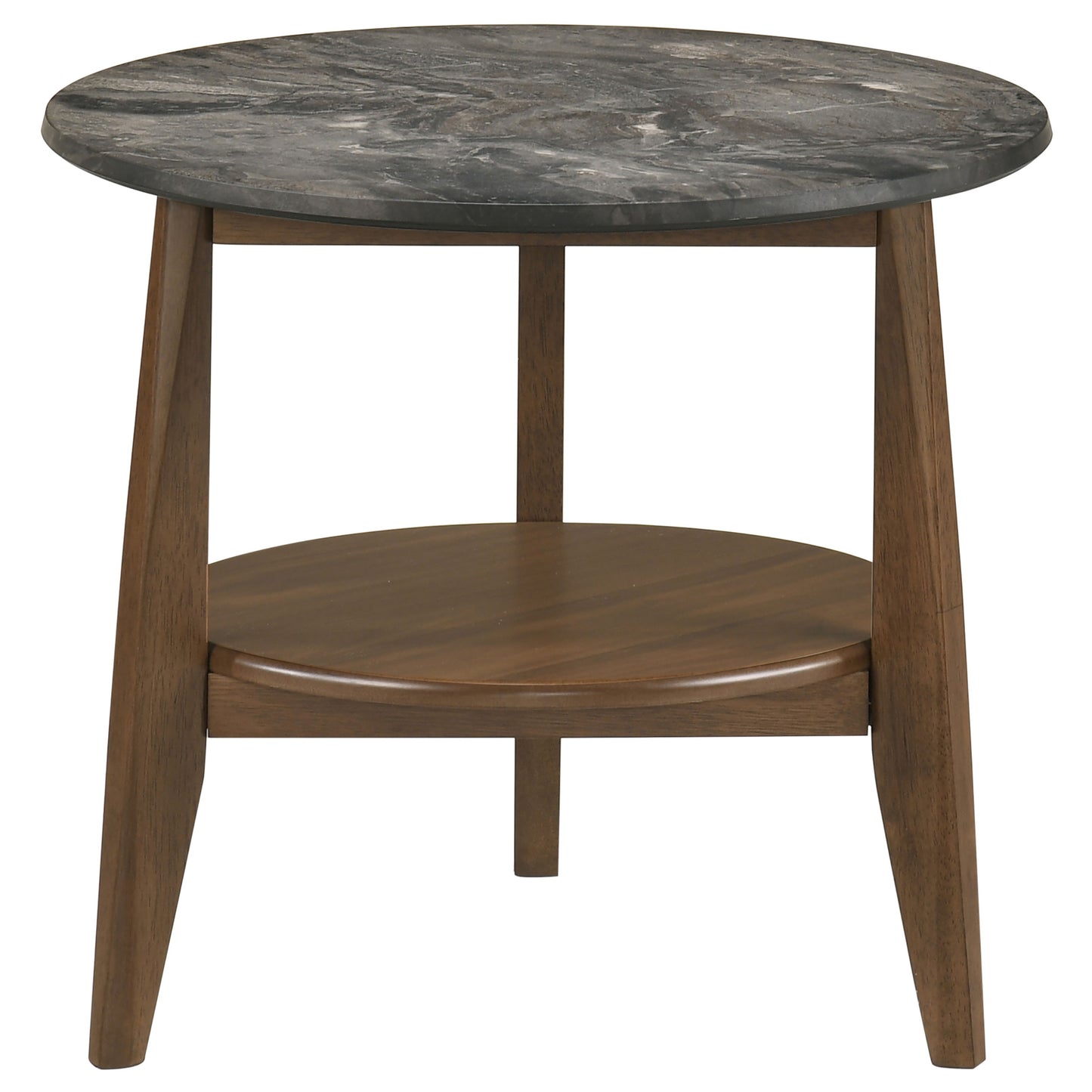 Nuvora Round SmartTop End Table Smokey Grey and Brown