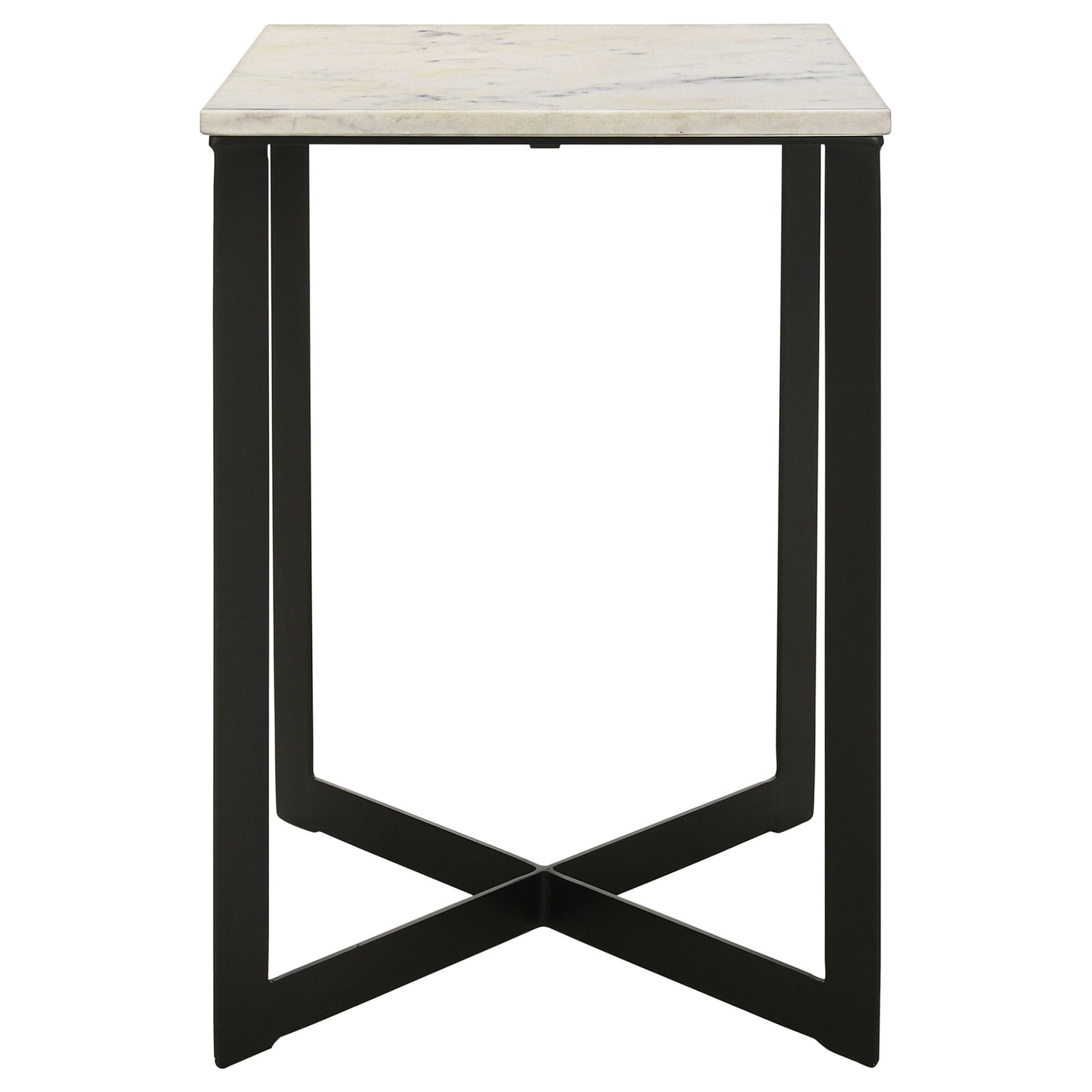 Tobin Modern Square Marble End Table in White and Black