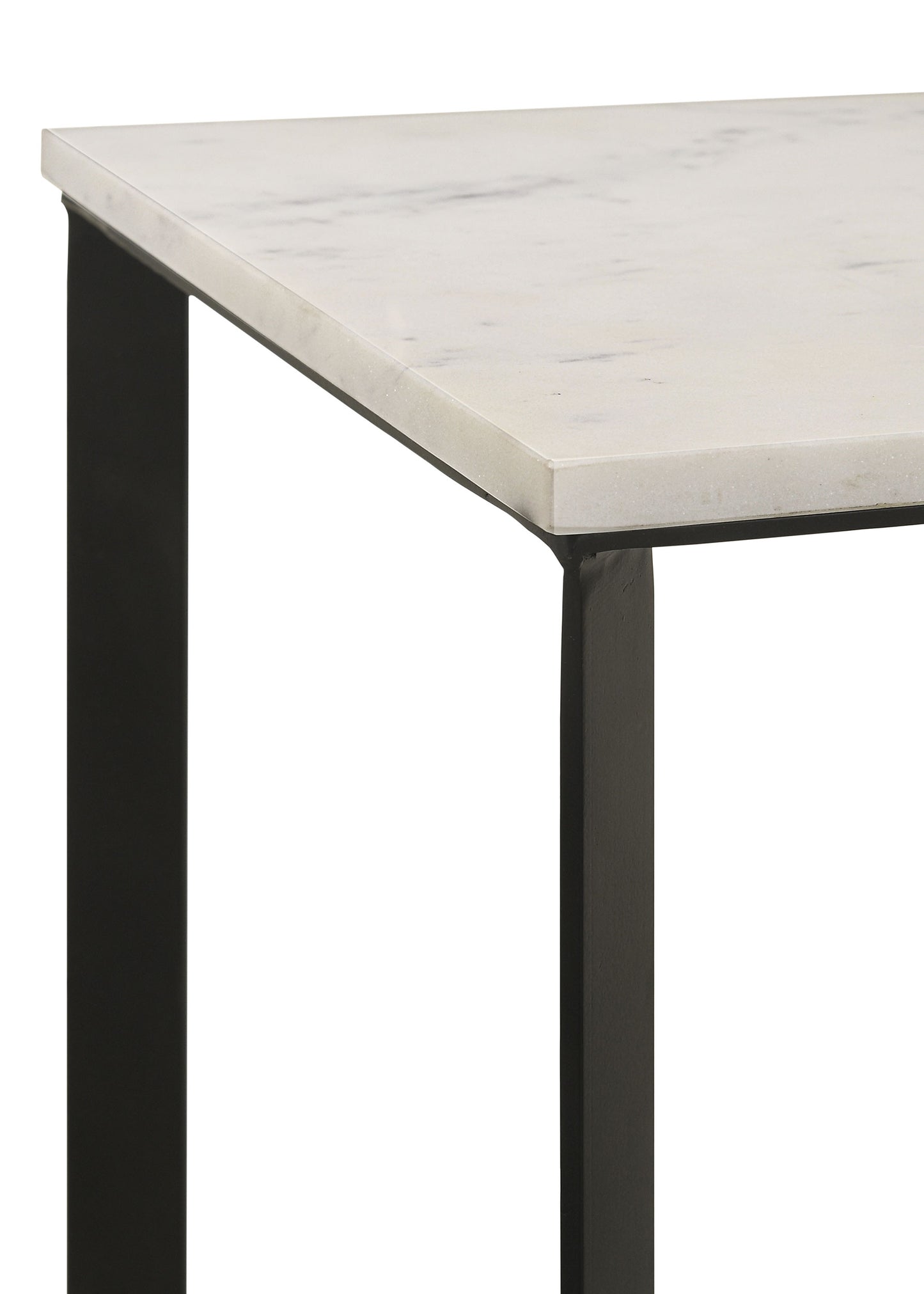 Tobin Modern Square Marble End Table in White and Black