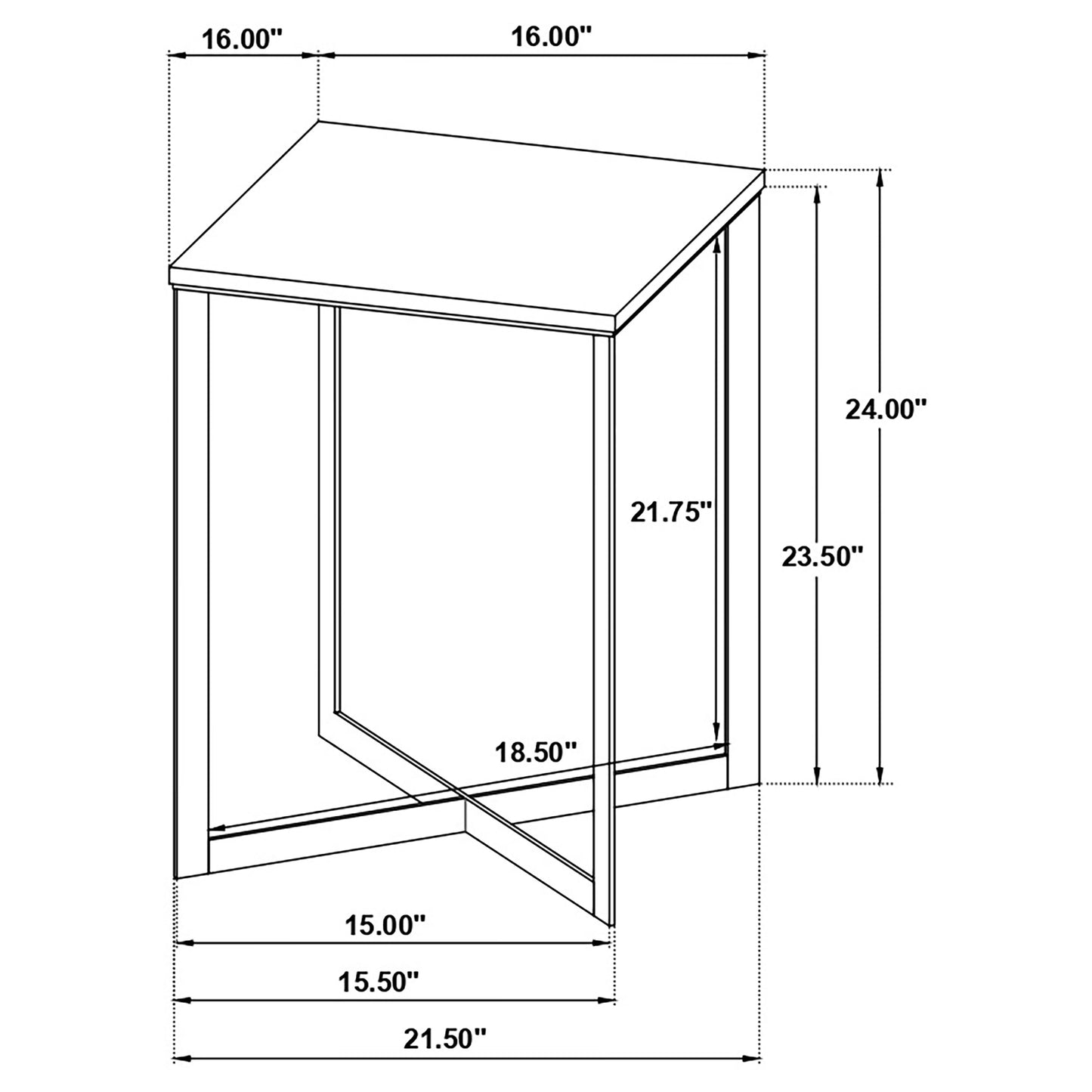 Tobin Modern Square Marble End Table in White and Black