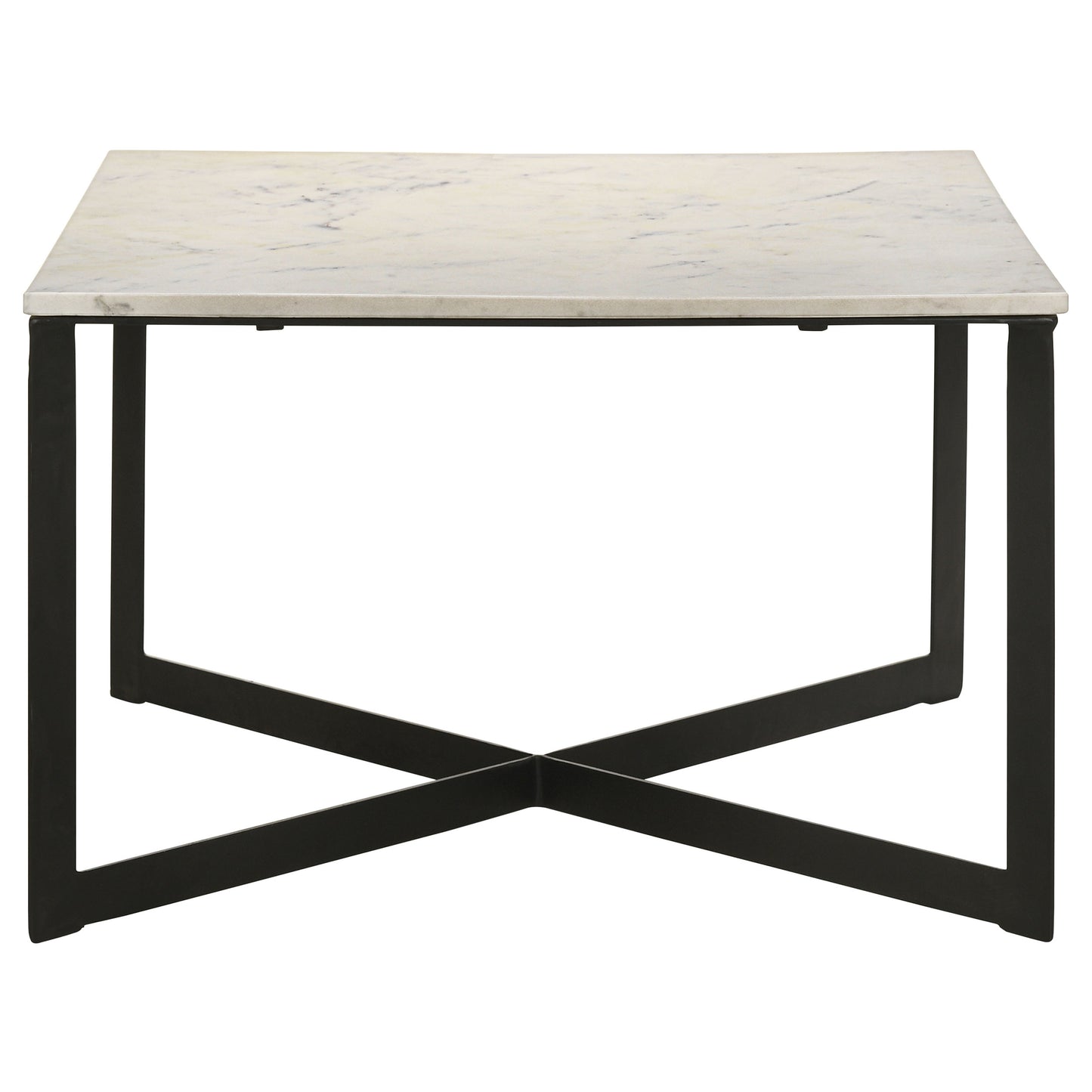 Tobin Modern Square Marble Top Coffee Table – White & Black
