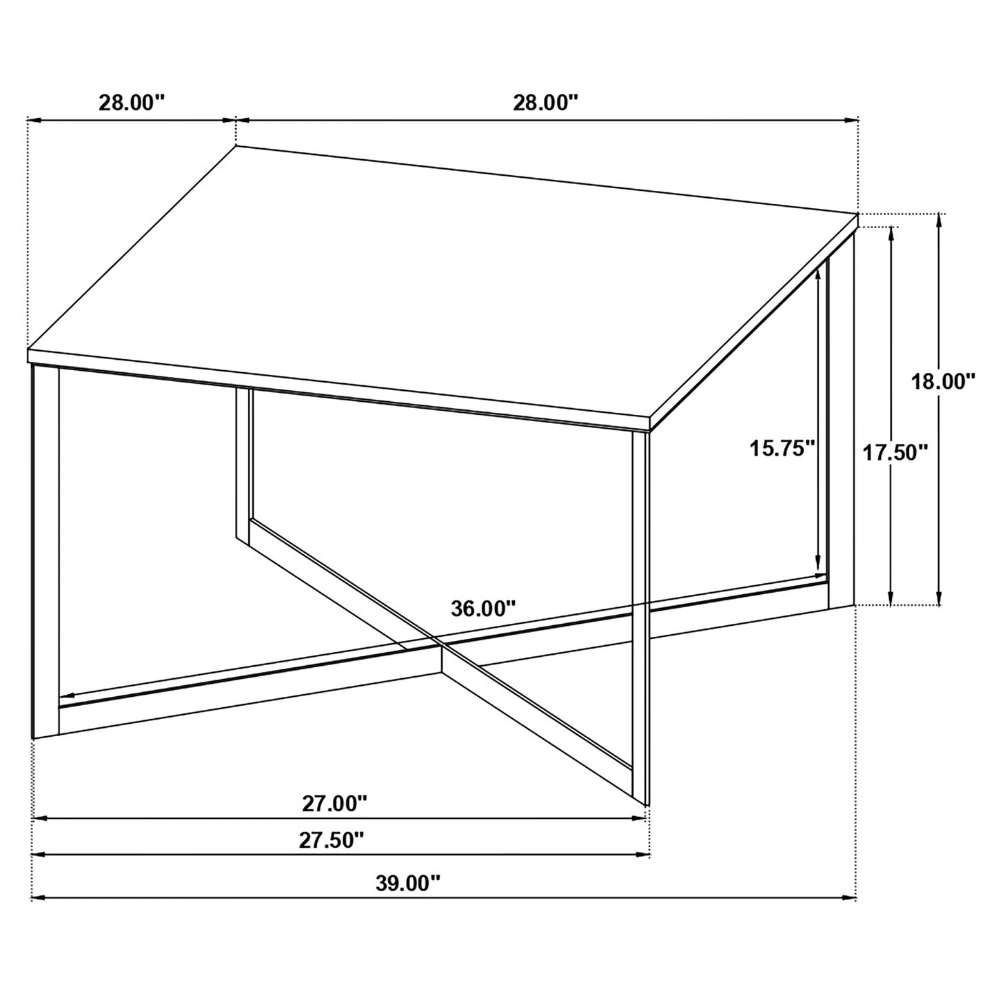 Tobin Modern Square Marble Top Coffee Table – White & Black