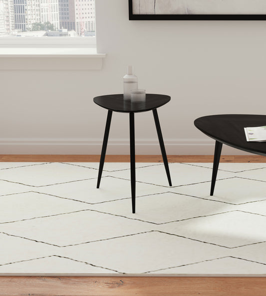 Triava Triangular Solid Wood End Table Black