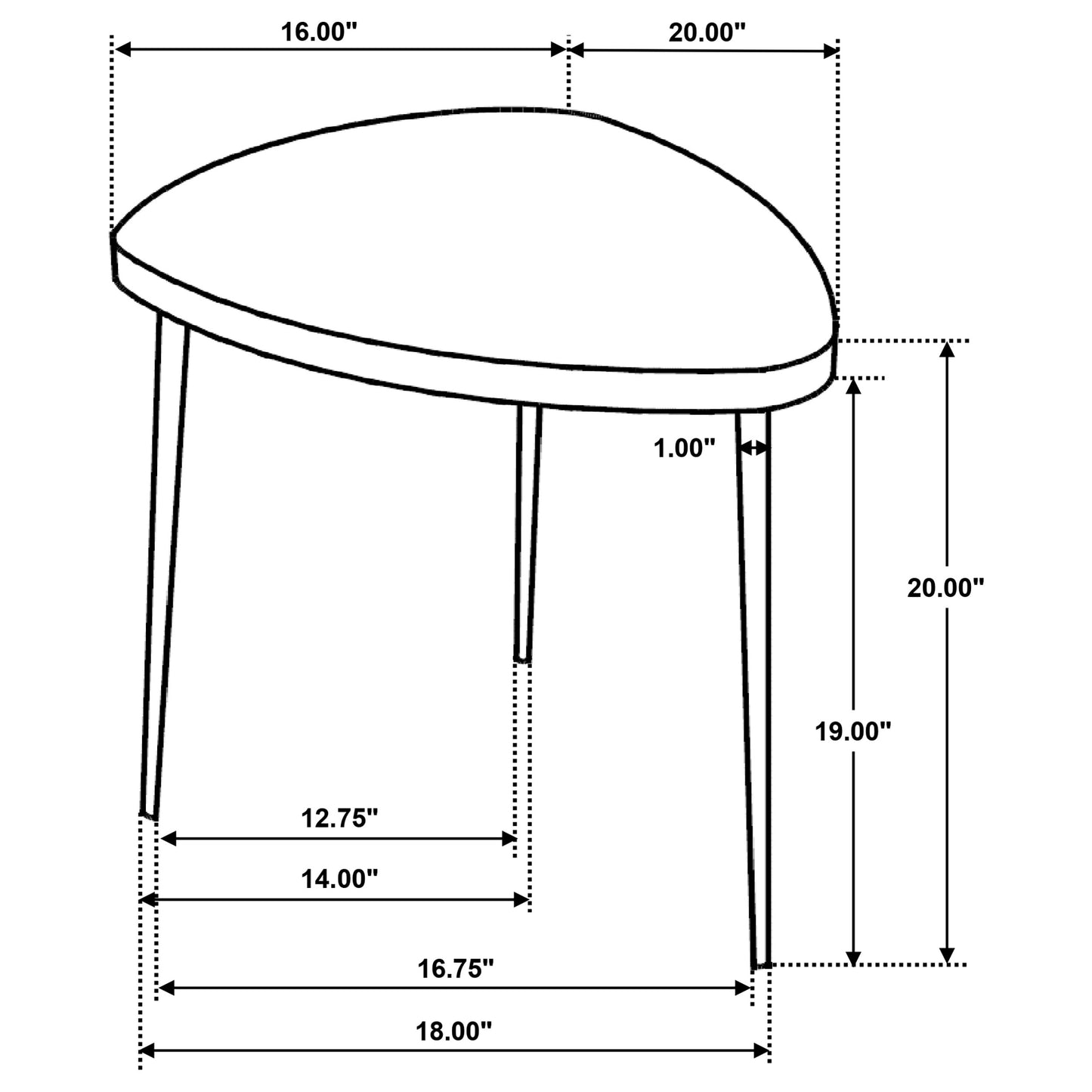 Triava Triangular Solid Wood End Table Black