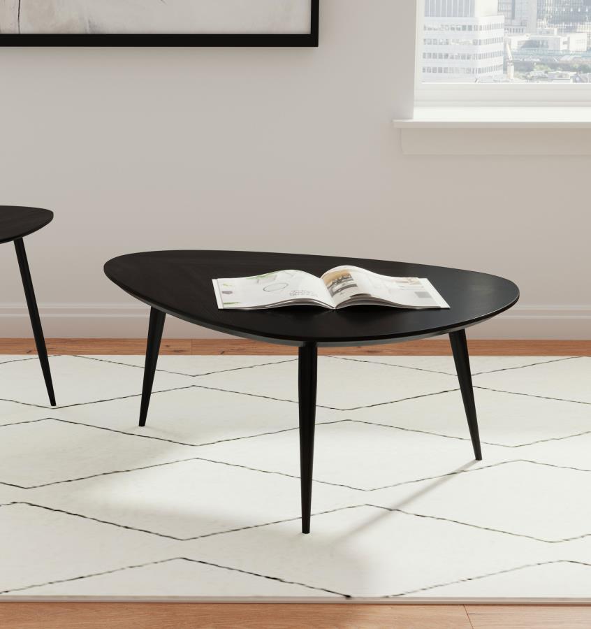 Triava Triangular Solid Wood Coffee Table Black