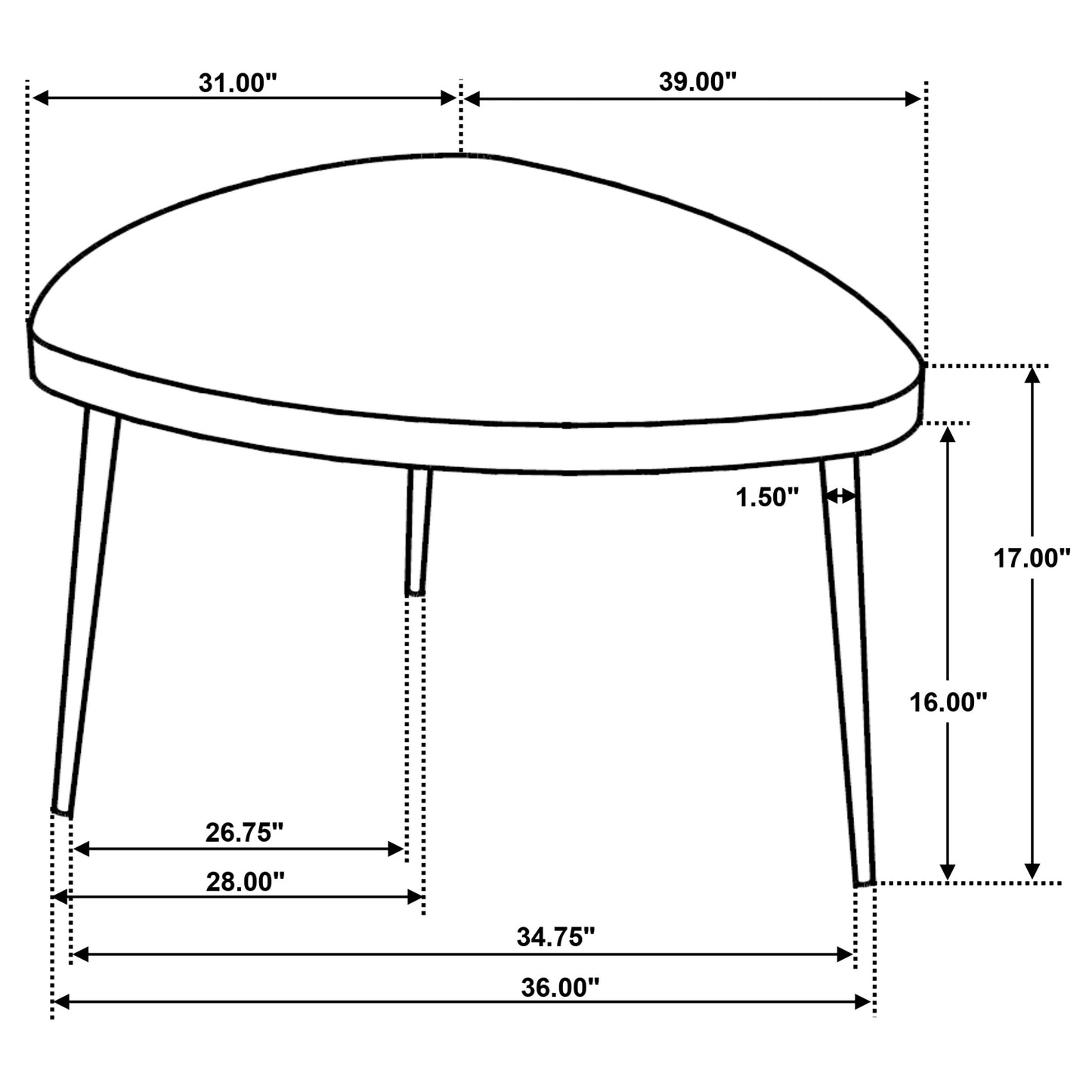 Odessa Sculptural Triangular Solid Wood Coffee Table – Black