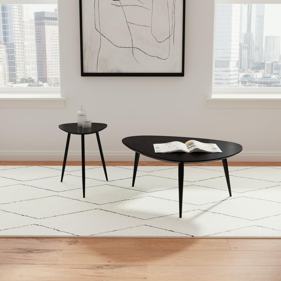 Triava Triangular Solid Wood Coffee Table Black
