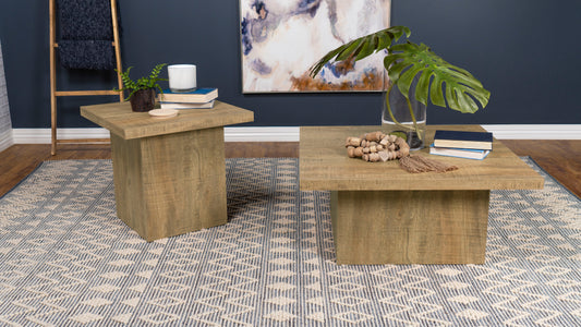 Devar 2-Piece Mango Wood Square Coffee and End Table Set