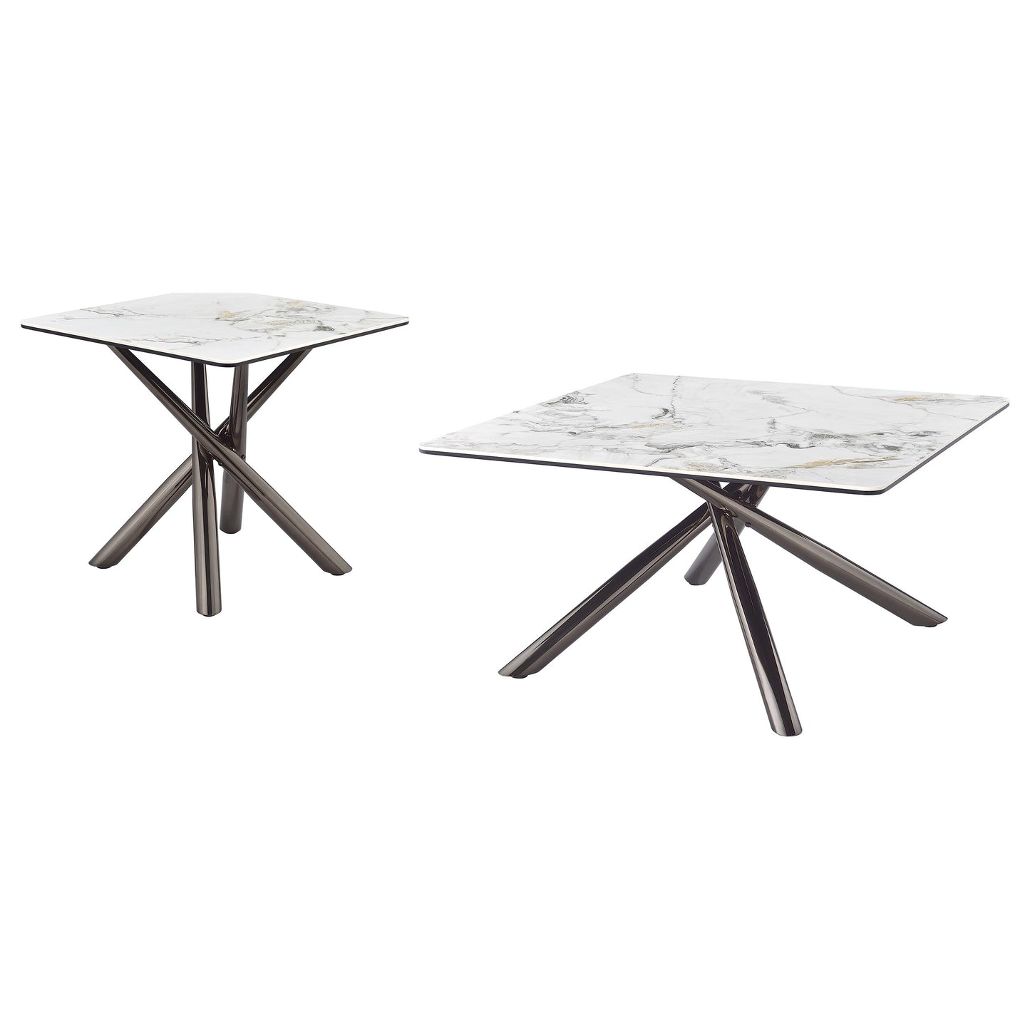 Carvell Square Sintered Stone Coffee & End Table Set – Mirage White