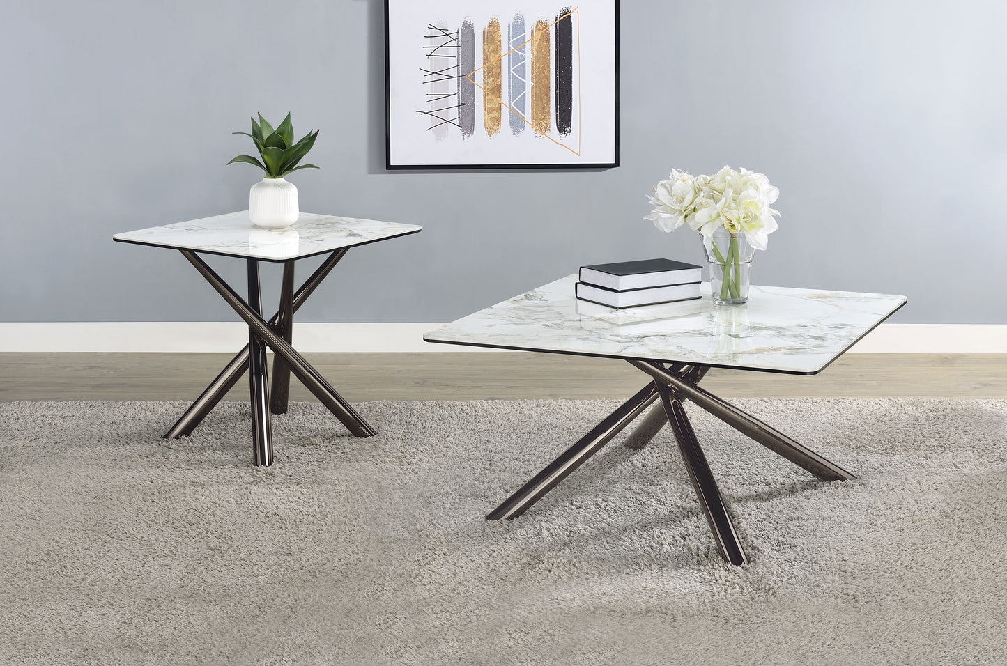 Aveline Square Coffee Table – Mirage White Sintered Stone