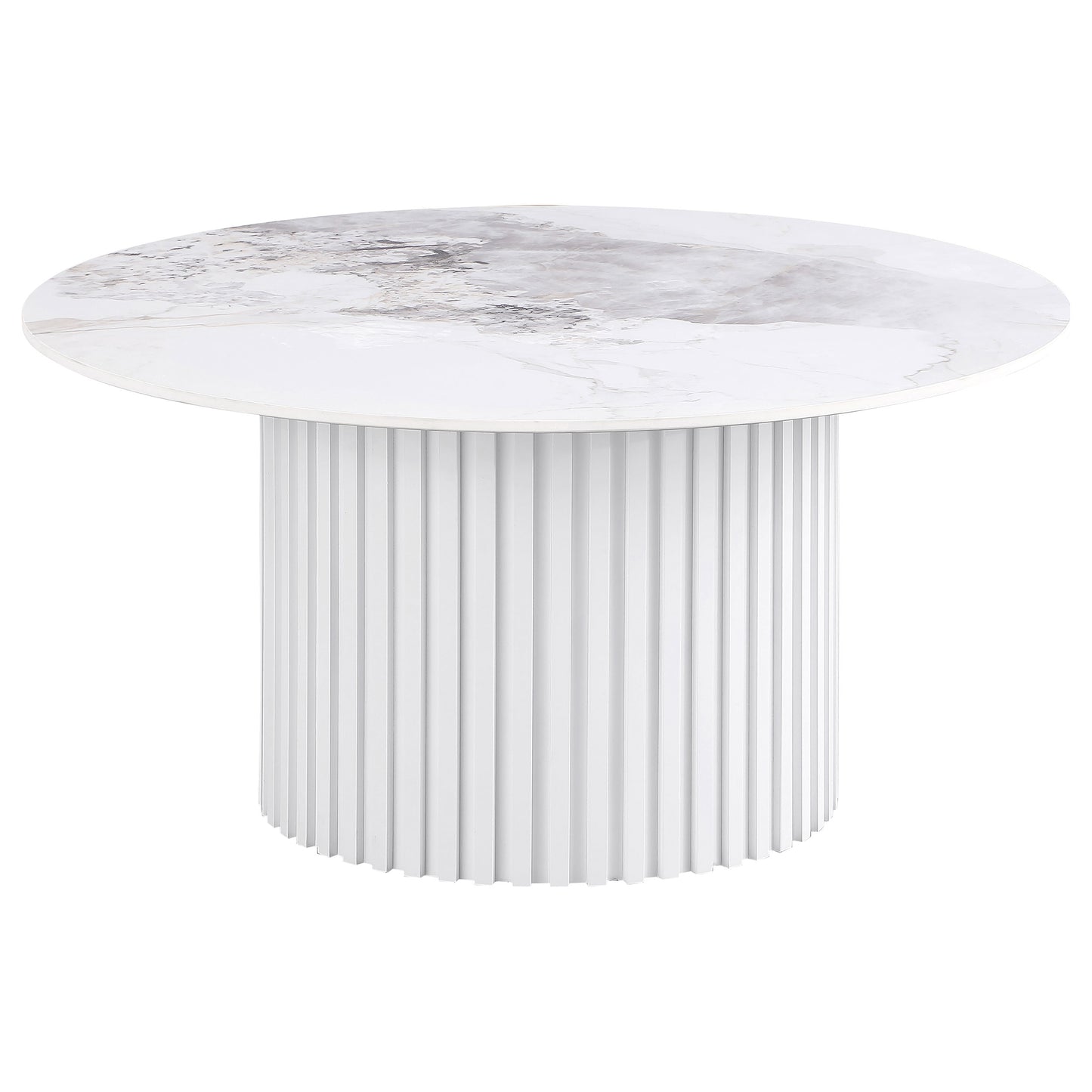 Rowena White Faux Marble Coffee & End Table Set (2-Piece)