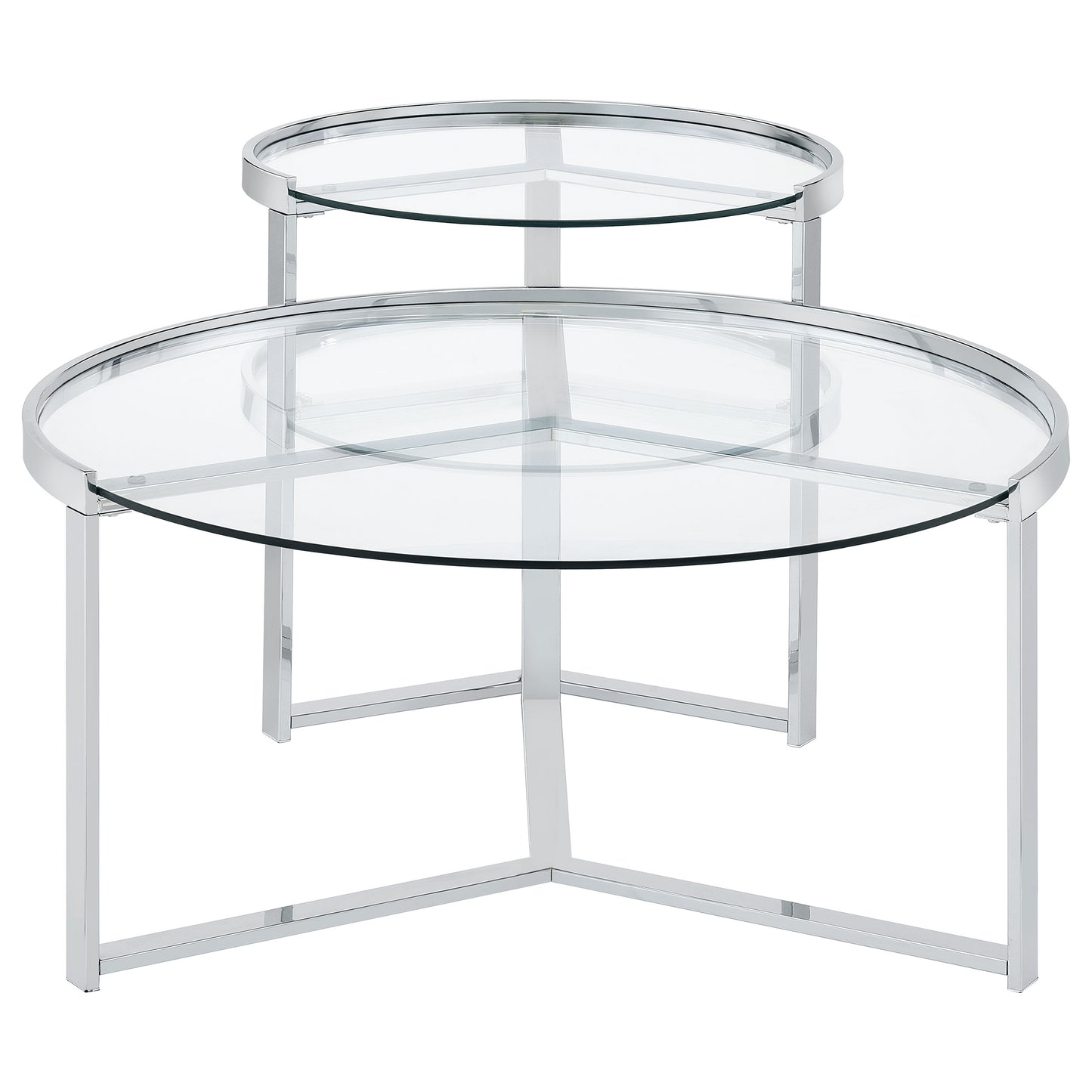 Delia Round Glass Top 2-Piece Nesting Coffee Table – Chrome