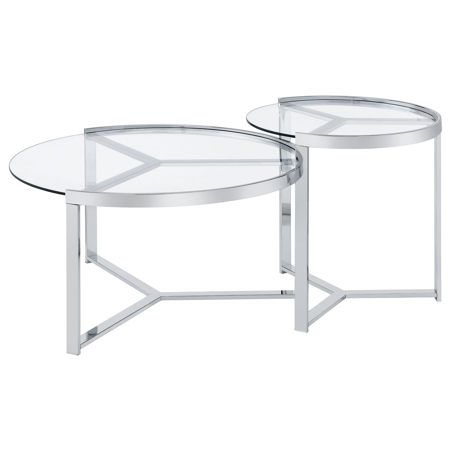 Delia Round Glass Top 2-Piece Nesting Coffee Table – Chrome