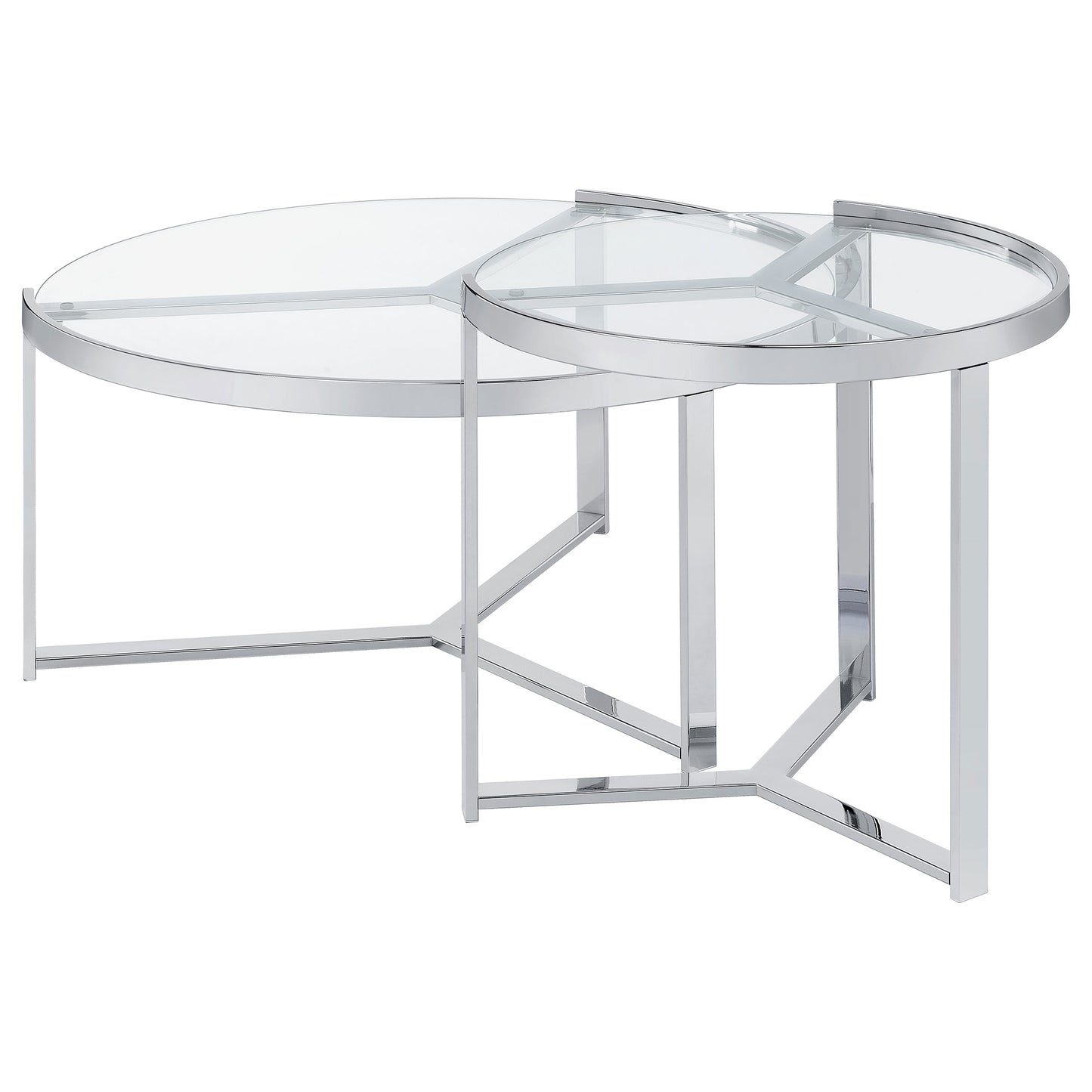 Delia Round Glass Top 2-Piece Nesting Coffee Table – Chrome