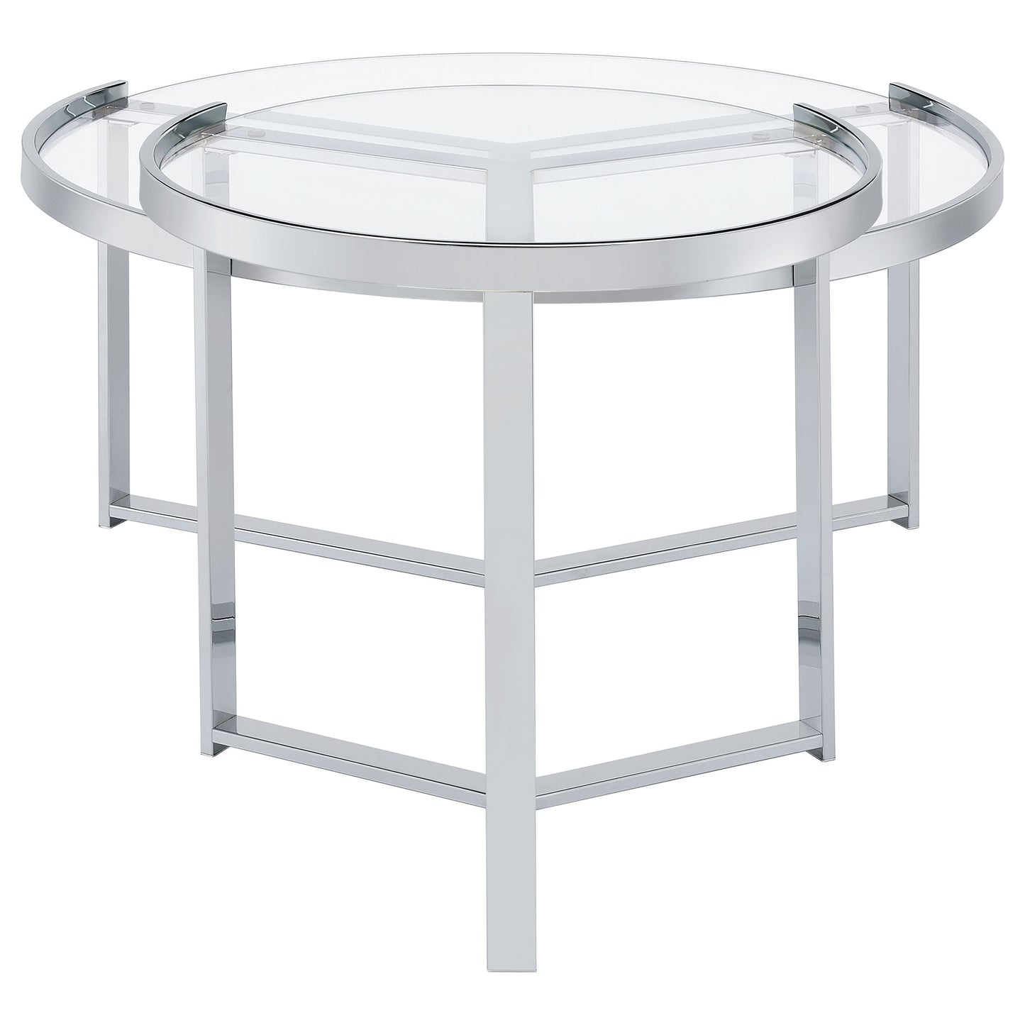 Delia Round Glass Top 2-Piece Nesting Coffee Table – Chrome