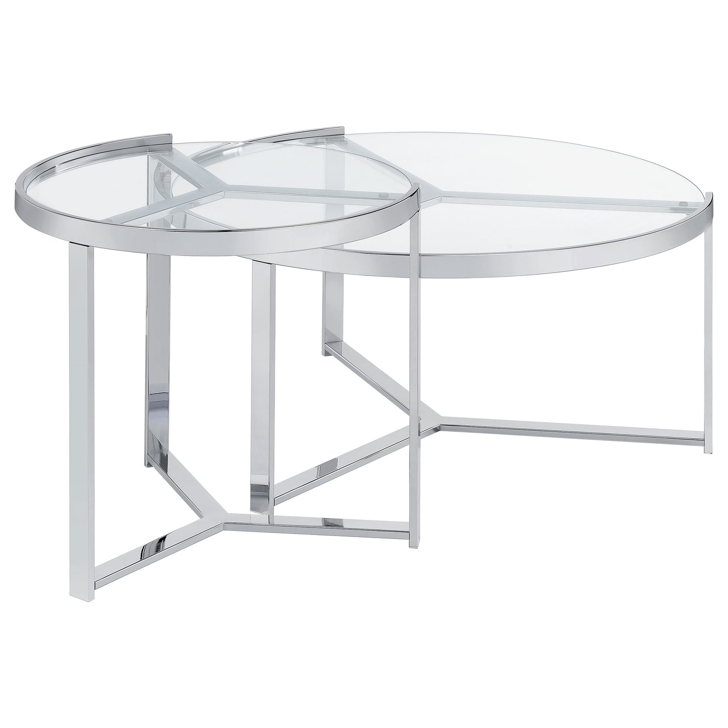 Delia Round Glass Top 2-Piece Nesting Coffee Table – Chrome
