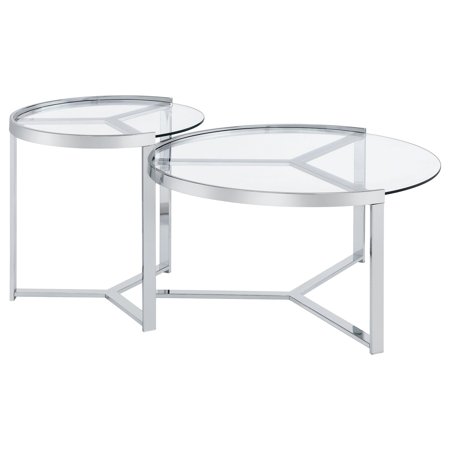 Delia Round Glass Top 2-Piece Nesting Coffee Table – Chrome