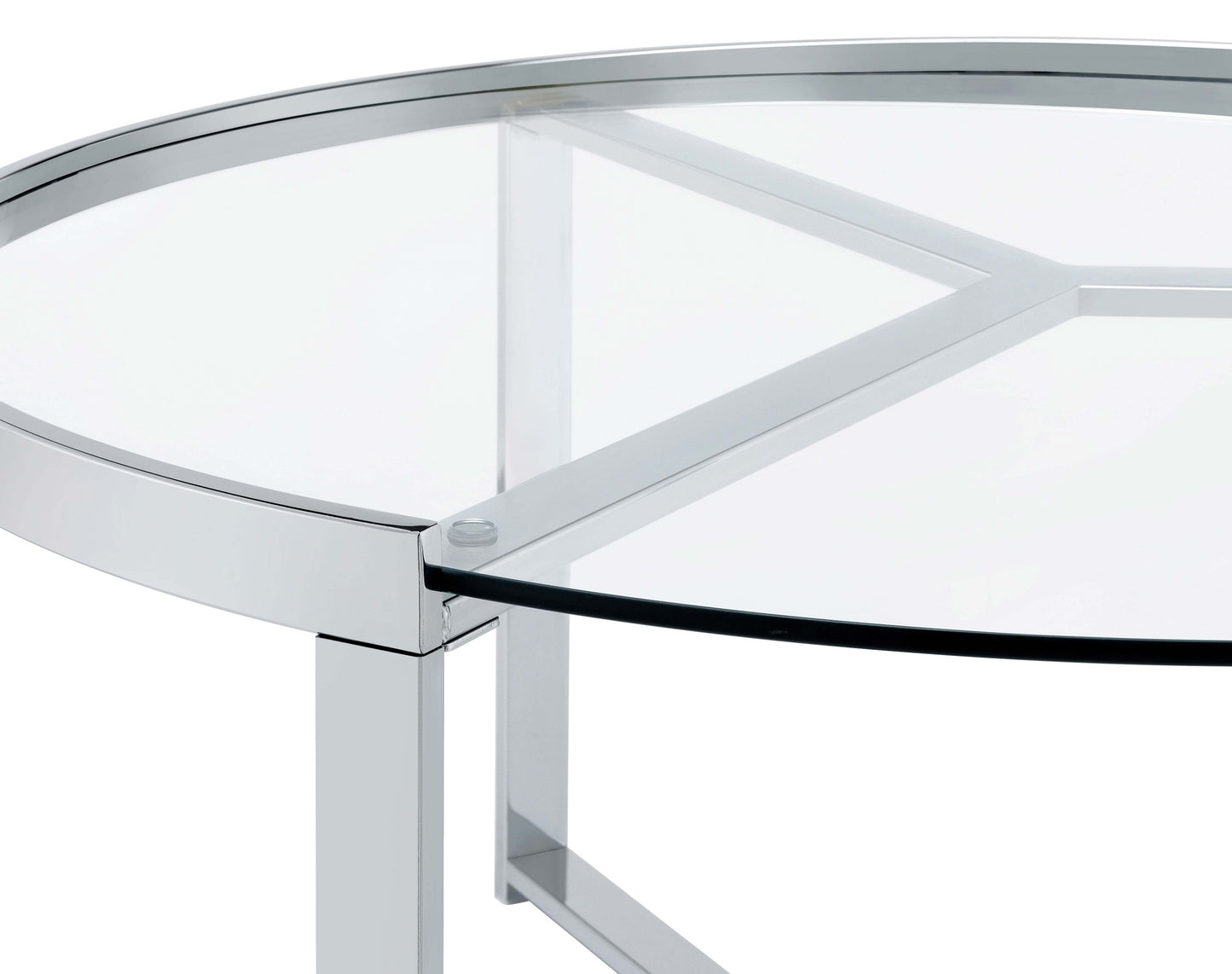 Delia Round Glass Top 2-Piece Nesting Coffee Table – Chrome