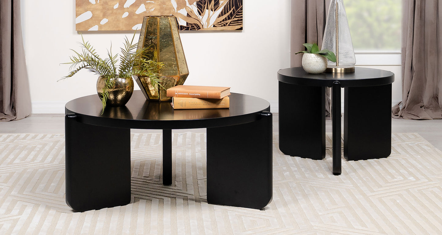 Cordova Contemporary 2-Piece Solid Wood Table Set – Black