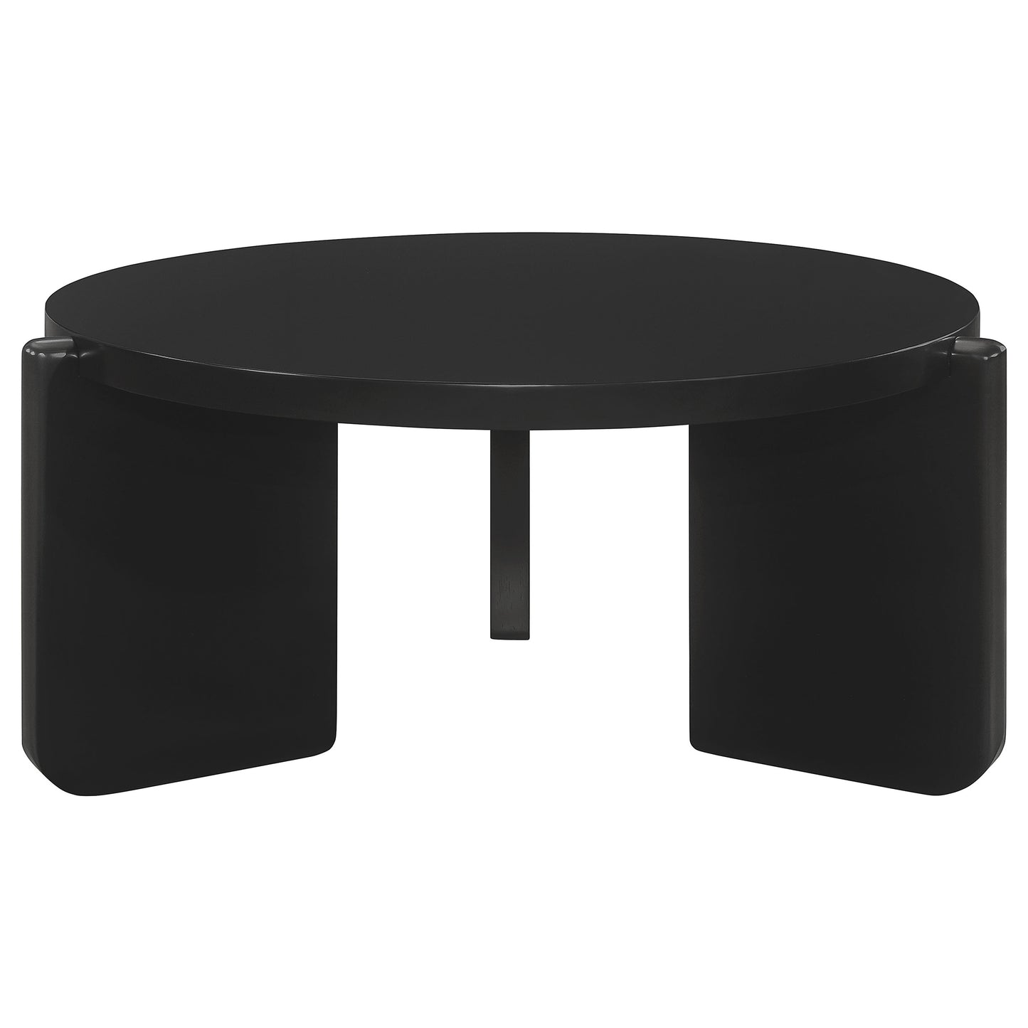 Cordova Modern Round Solid Wood Coffee Table – Black