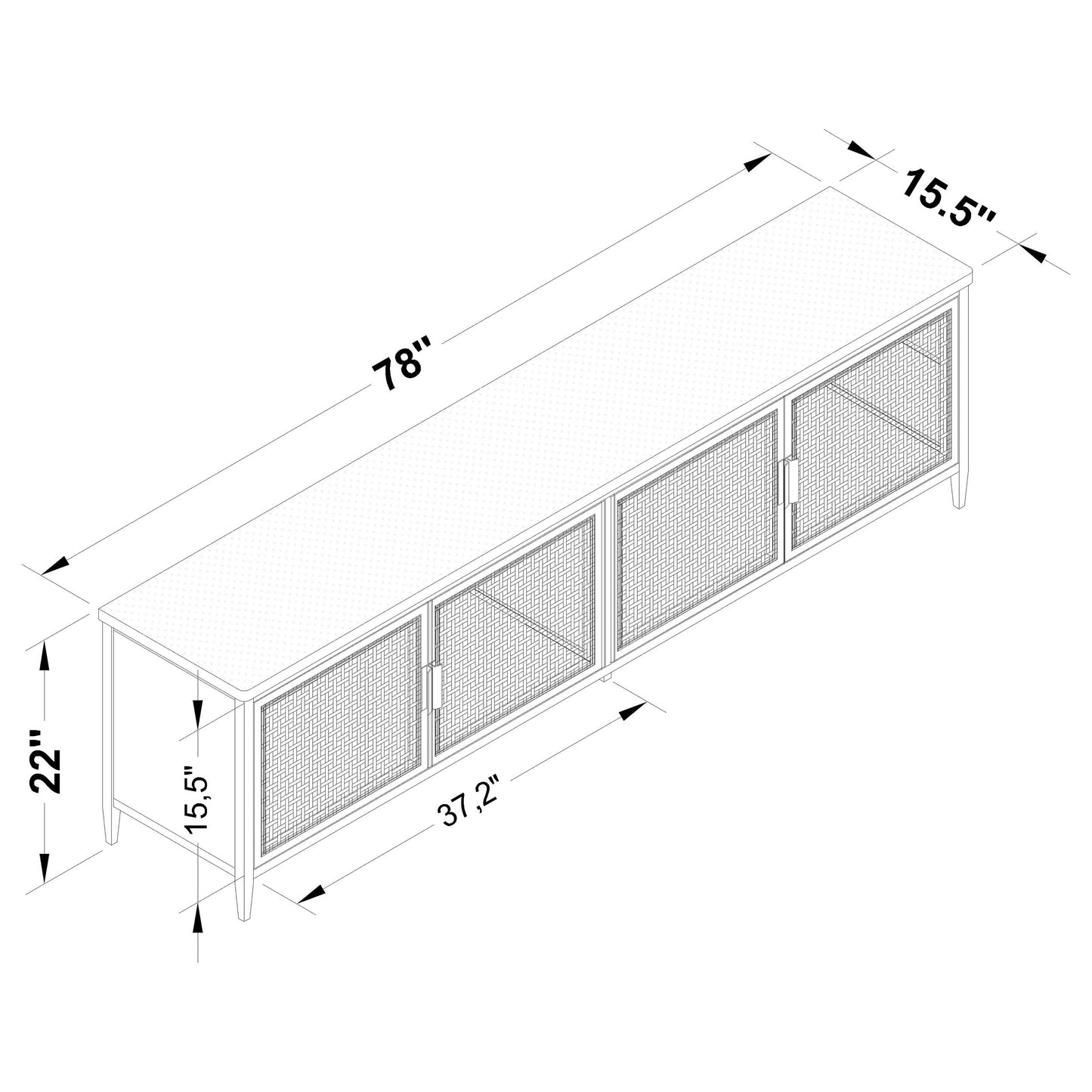 Arvessa 70” Rattan Grand Media Console