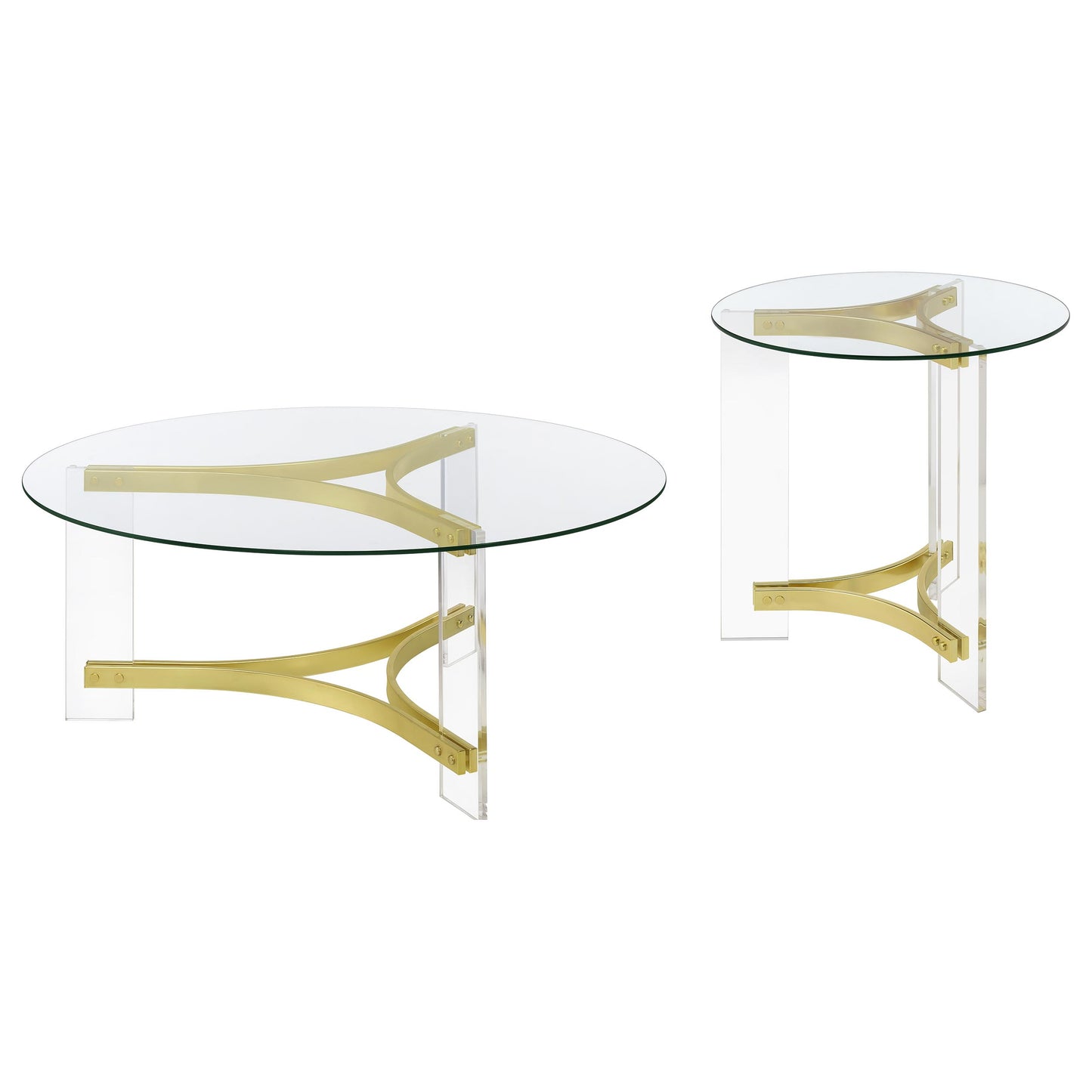 Janessa 2-Piece Acrylic Coffee and End Table Set – Matte Brass