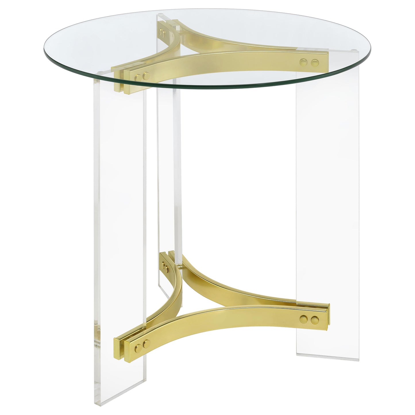 Janessa 2-Piece Acrylic Coffee and End Table Set – Matte Brass