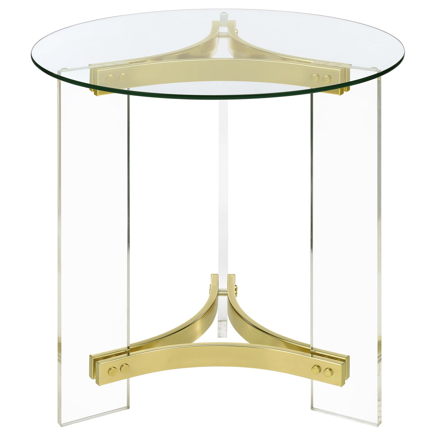 Janessa 2-Piece Acrylic Coffee and End Table Set – Matte Brass
