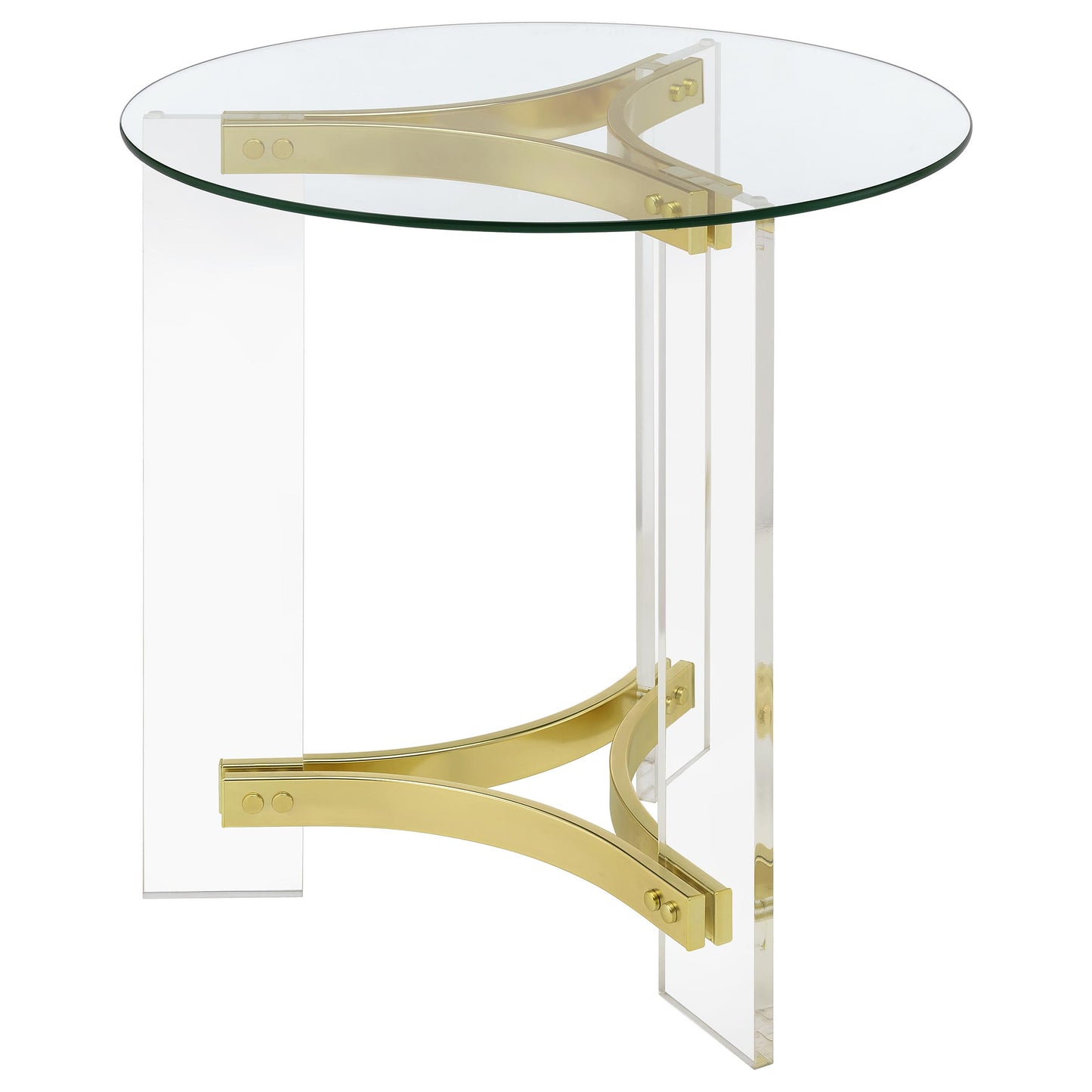 Janessa 2-Piece Acrylic Coffee and End Table Set – Matte Brass