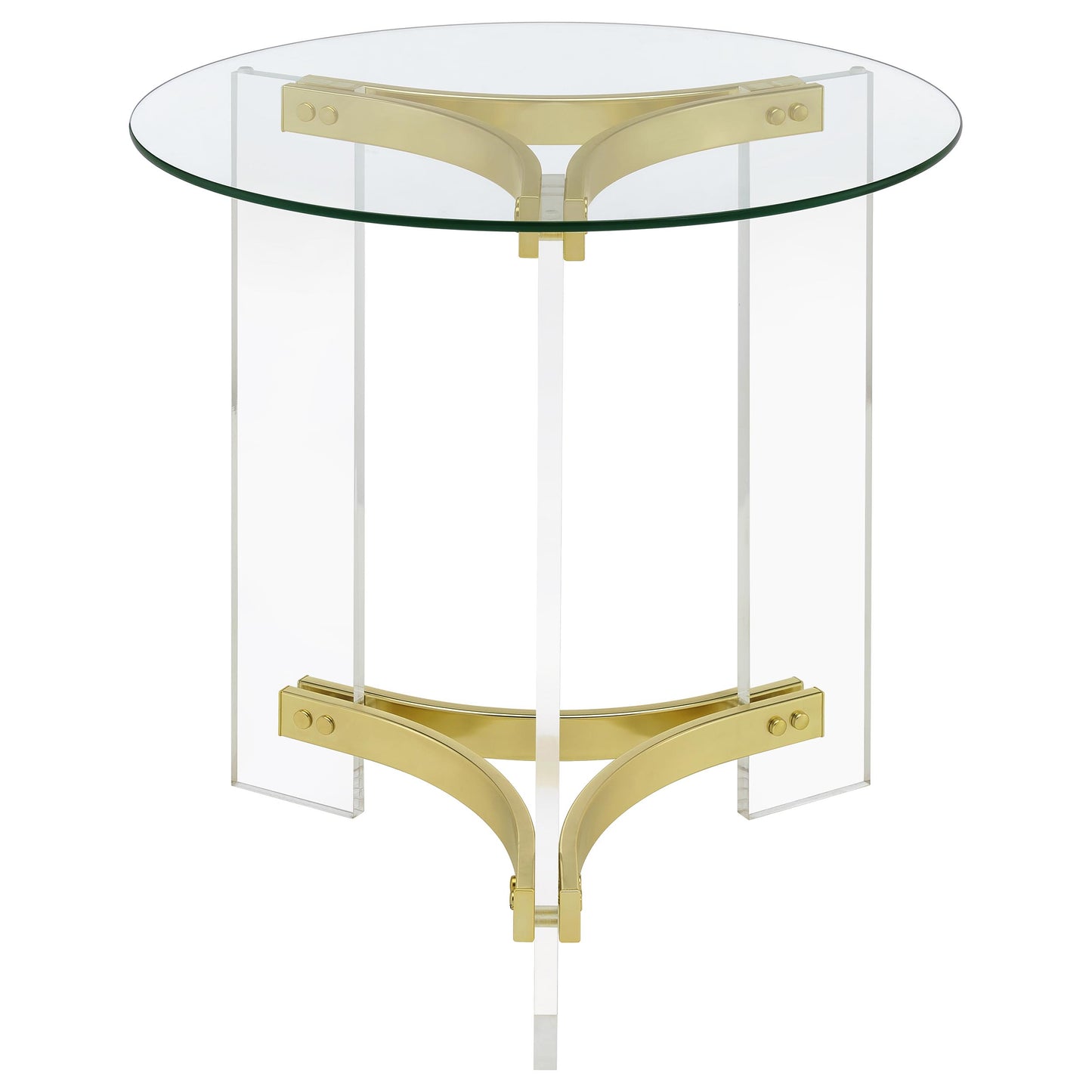 Janessa 2-Piece Acrylic Coffee and End Table Set – Matte Brass