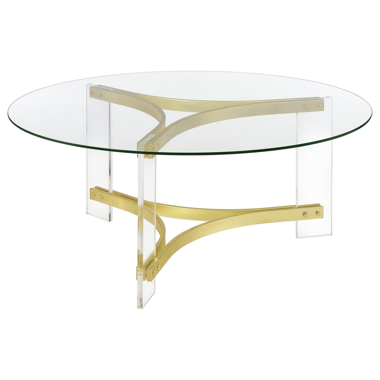 Janessa 2-Piece Acrylic Coffee and End Table Set – Matte Brass