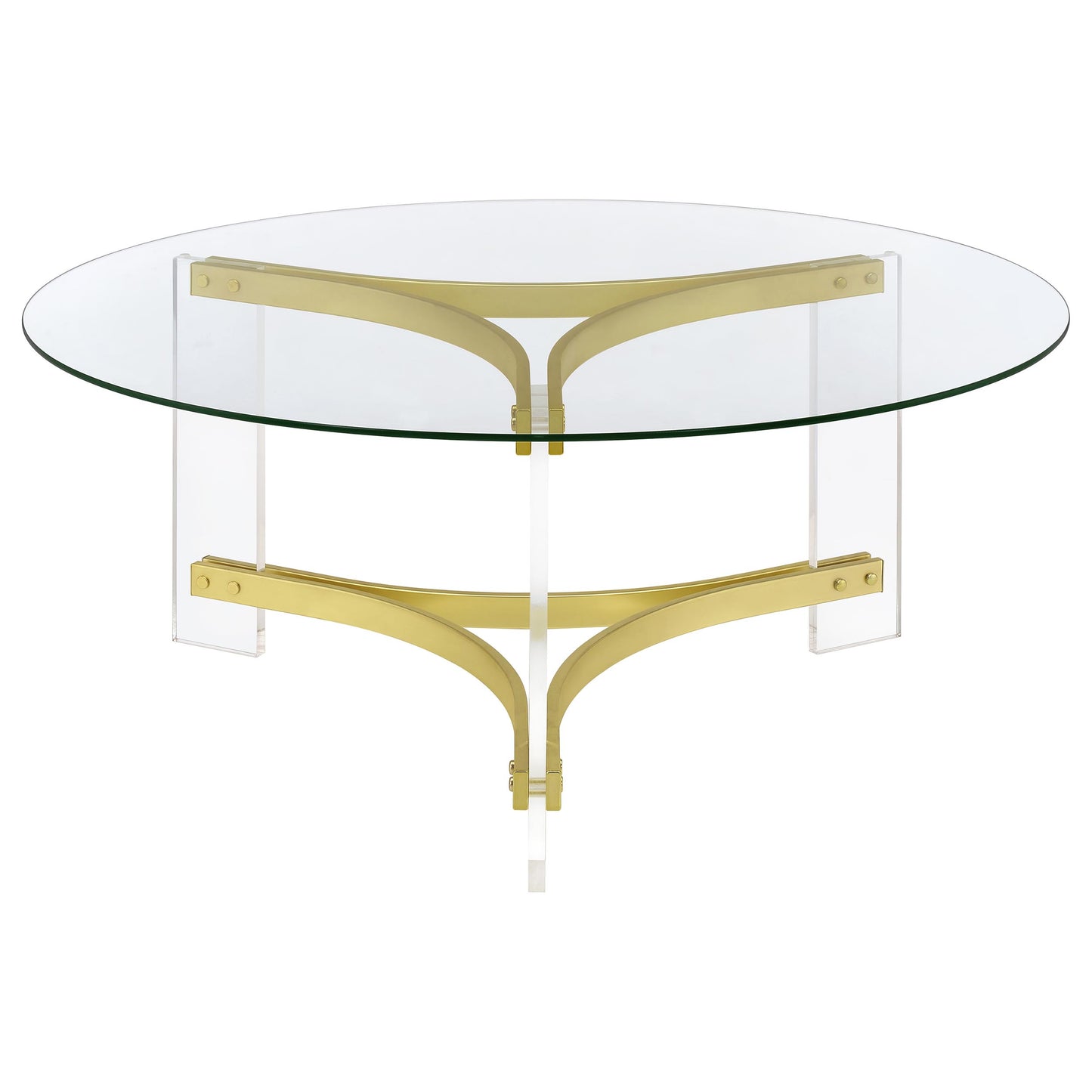 Janessa 2-Piece Acrylic Coffee and End Table Set – Matte Brass