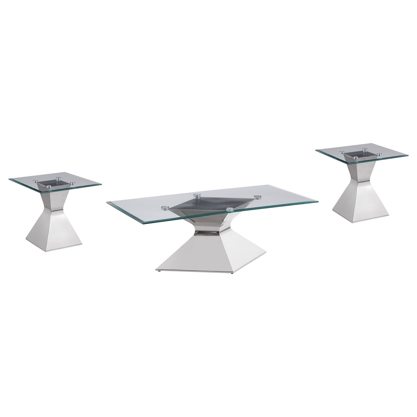 Jenny 3-Piece Rectangular Coffee & End Table Set – Chrome Finish