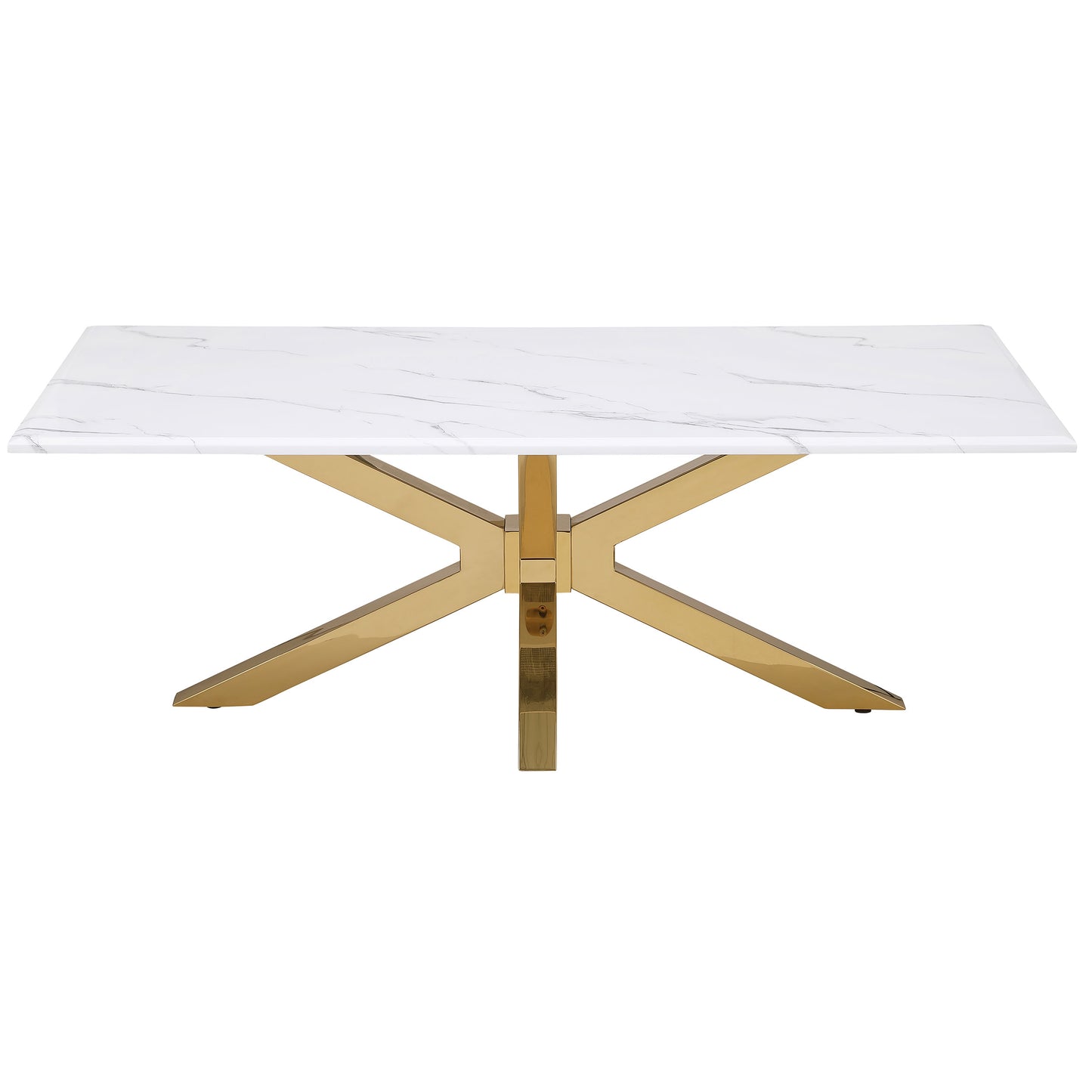 Visalia Modern Gold Coffee Table with Faux Marble Surface