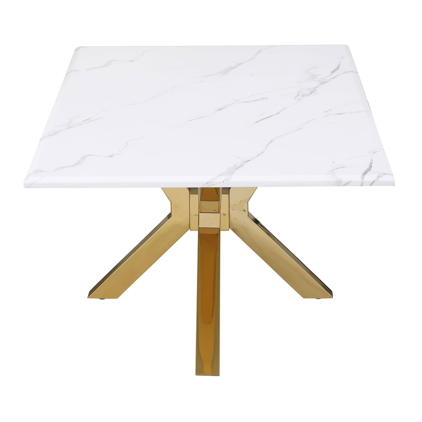 Visalia Modern Gold Coffee Table with Faux Marble Surface