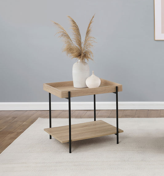 Fallon Square End Table with Light Brown Engineered Wood Finish