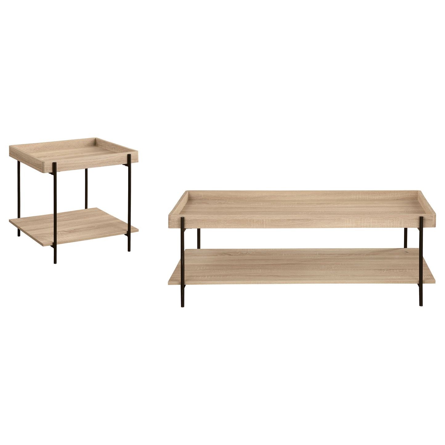 Fallon 2-Piece Rectangular Coffee and End Table Set with Natural Finish