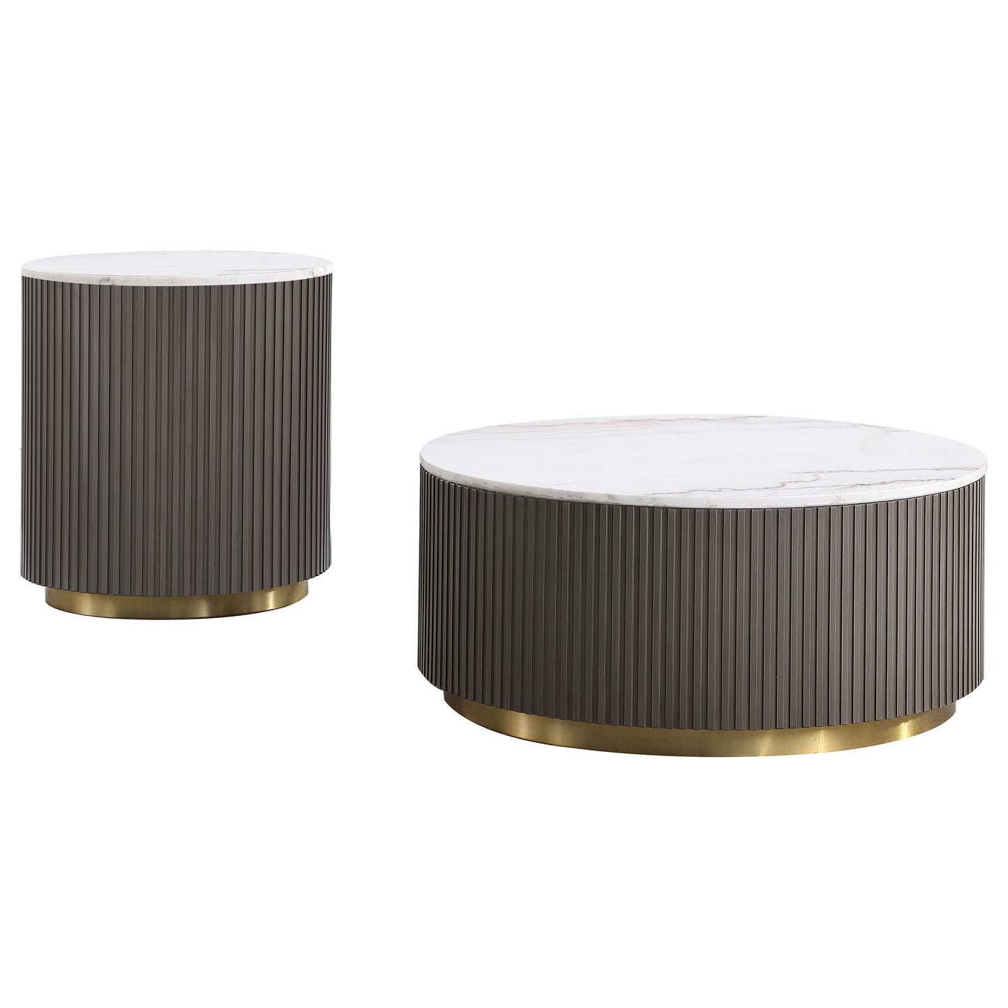 Jason White Marble Round Coffee & End Table Set (2-Piece)