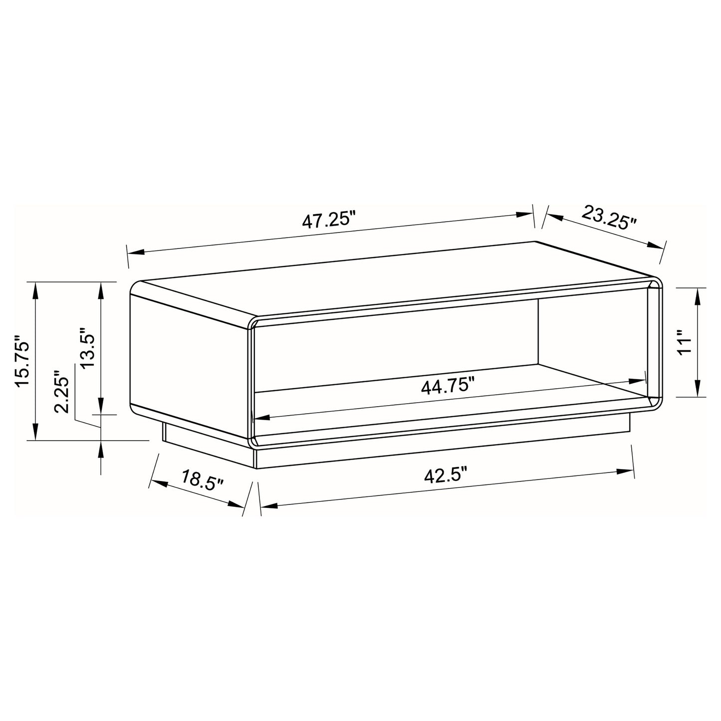 Paseo White High Gloss Rectangular Coffee Table