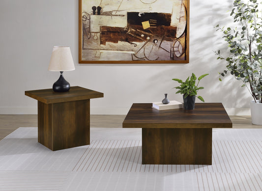 Devar 2-Piece Dark Pine Square Coffee and End Table Set