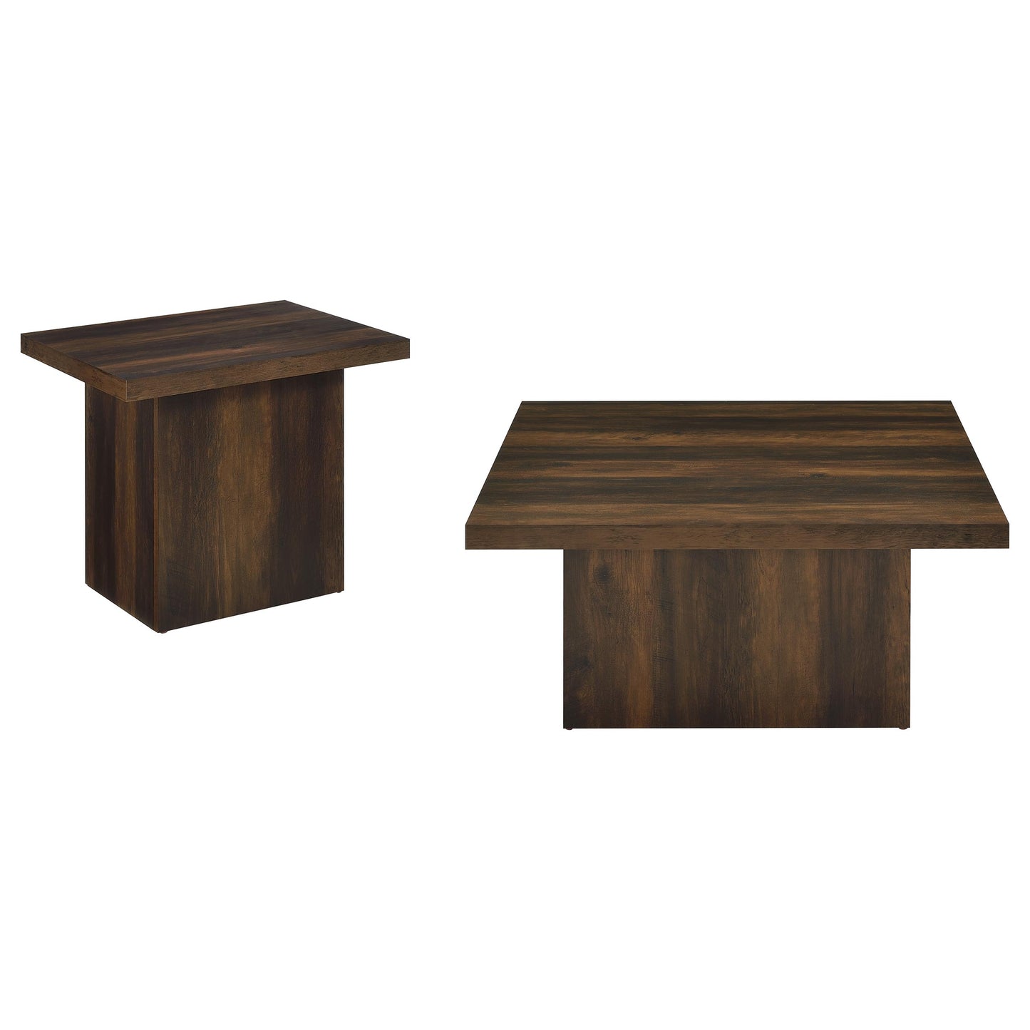 Devar 2-Piece Dark Pine Square Coffee and End Table Set