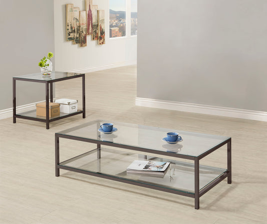 Trini Modern 2-Piece Coffee & End Table Set – Black Nickel