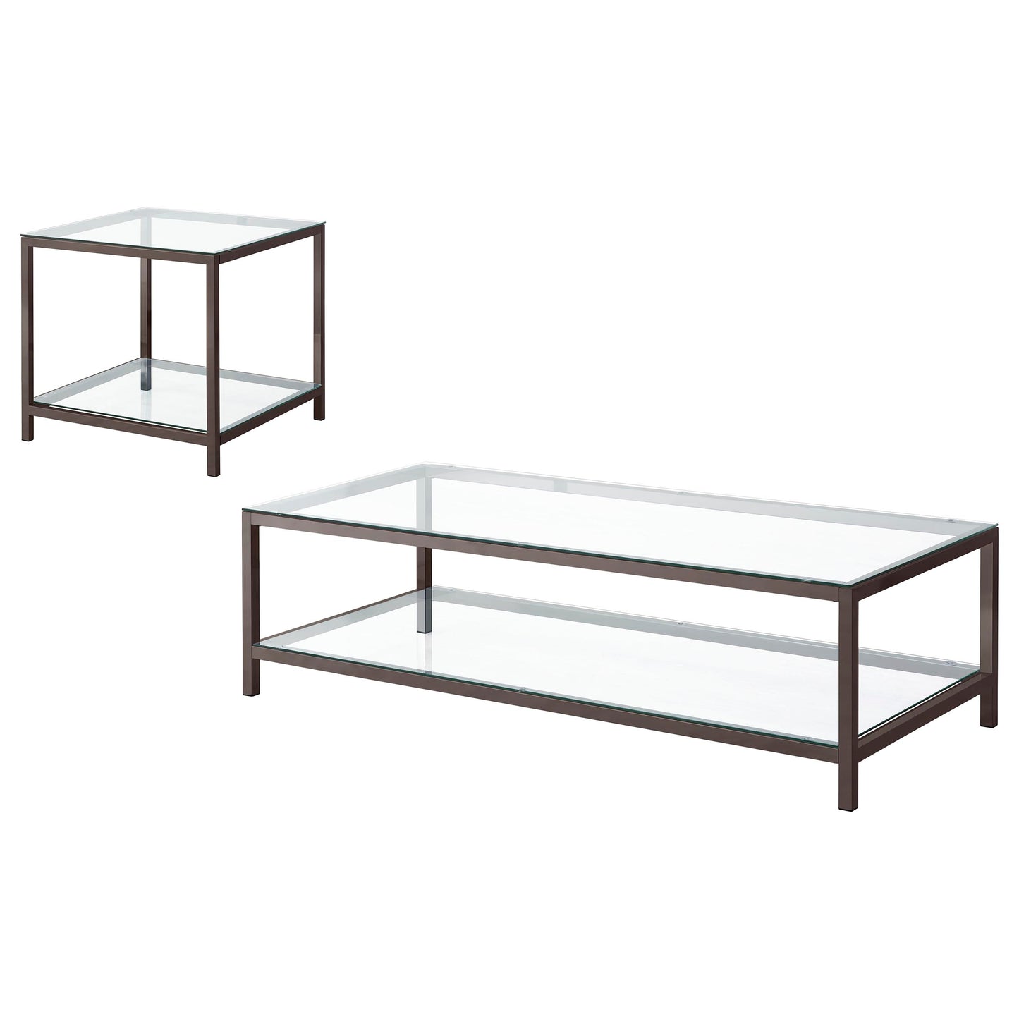 Trini Modern 2-Piece Coffee & End Table Set – Black Nickel